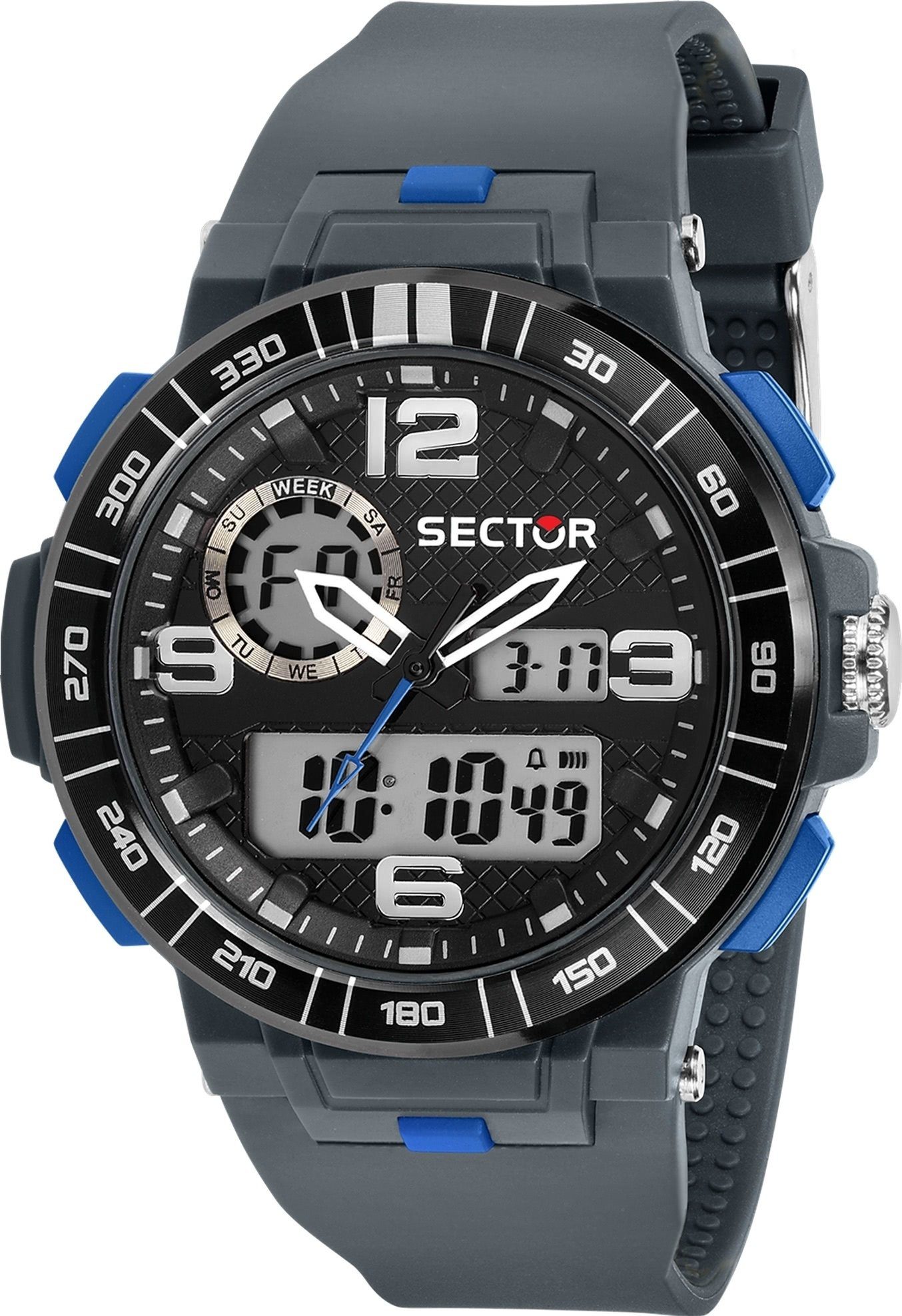 Sector Digitaluhr Sector Herren Armbanduhr Digital, (Digitaluhr), Herren Armbanduhr eckig, groß (40,3x39,7mm), PURarmband grau, Casual