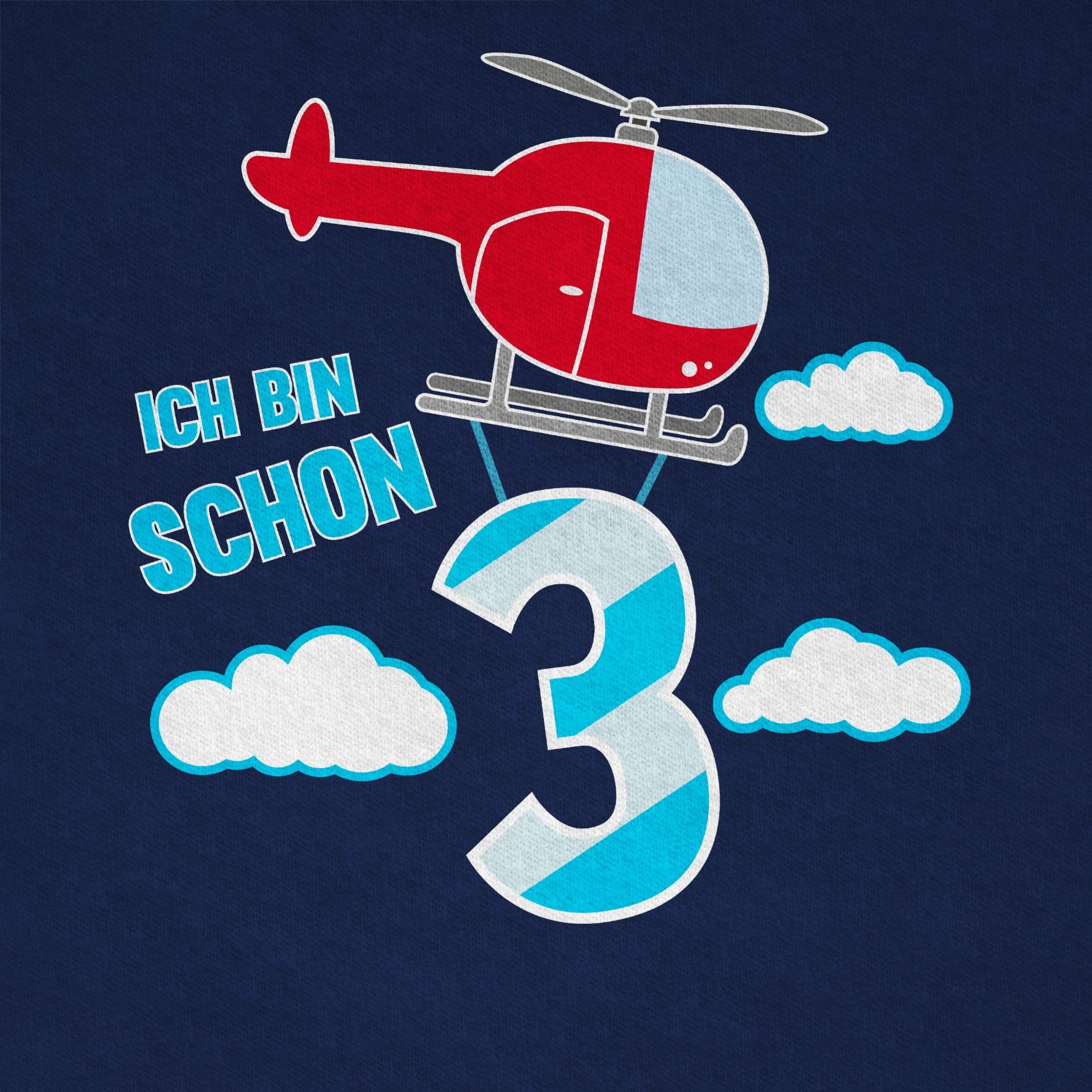 Ich Dunkelblau Geburtstag schon bin 2 T-Shirt 3. Shirtracer Hubschrauber drei