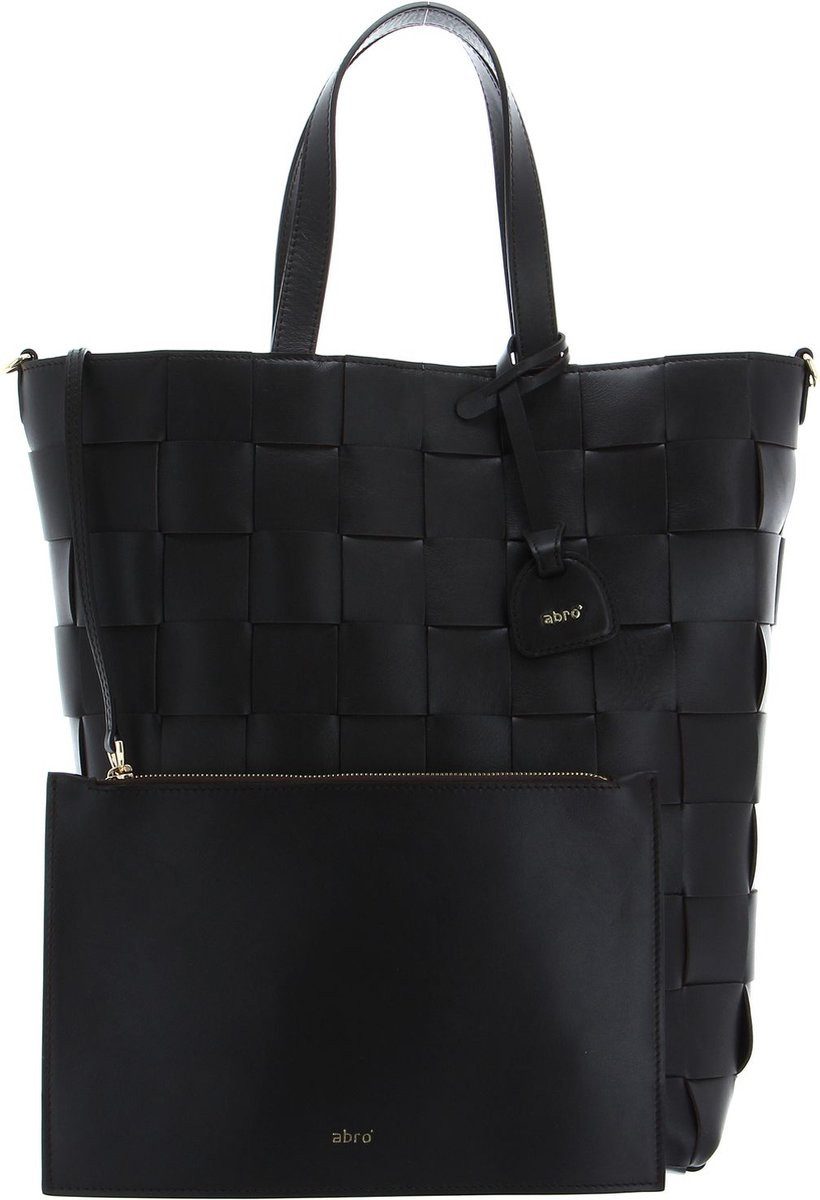 Abro Schultertasche Leather Artemide Shopper Schachbrett Dunkelbraun, Magnetverschluss