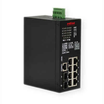 ROLINE Industrial Gigabit Switch, 10 Ports, PoE+, Smart Managed Netzwerk-Switch