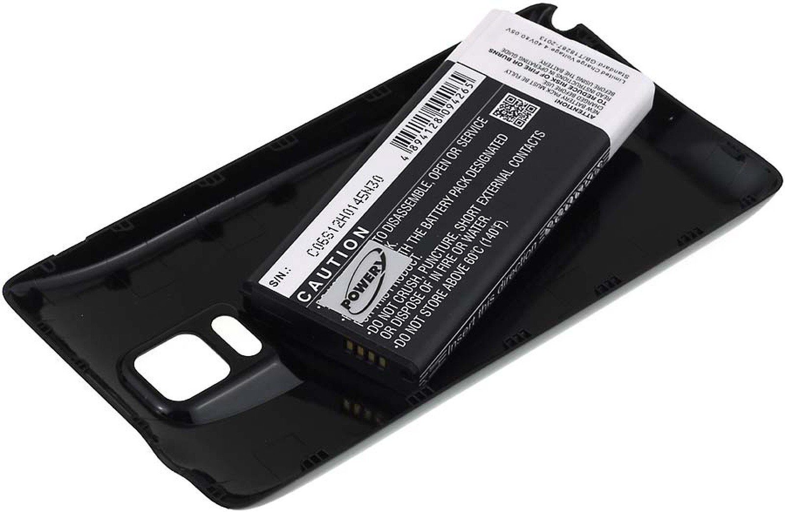 Powery Akku für Samsung Schwarz Galaxy (3.9 4 LTE Note Smartphone-Akku 6400mAh mAh 6400 V)