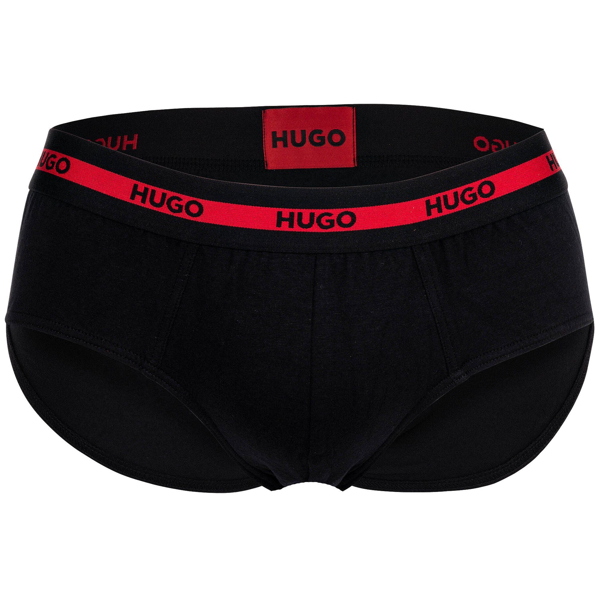 Herren HUGO Pack - Slips, Hip Briefs Slip 3er Schwarz/Grau/Rot Triplet