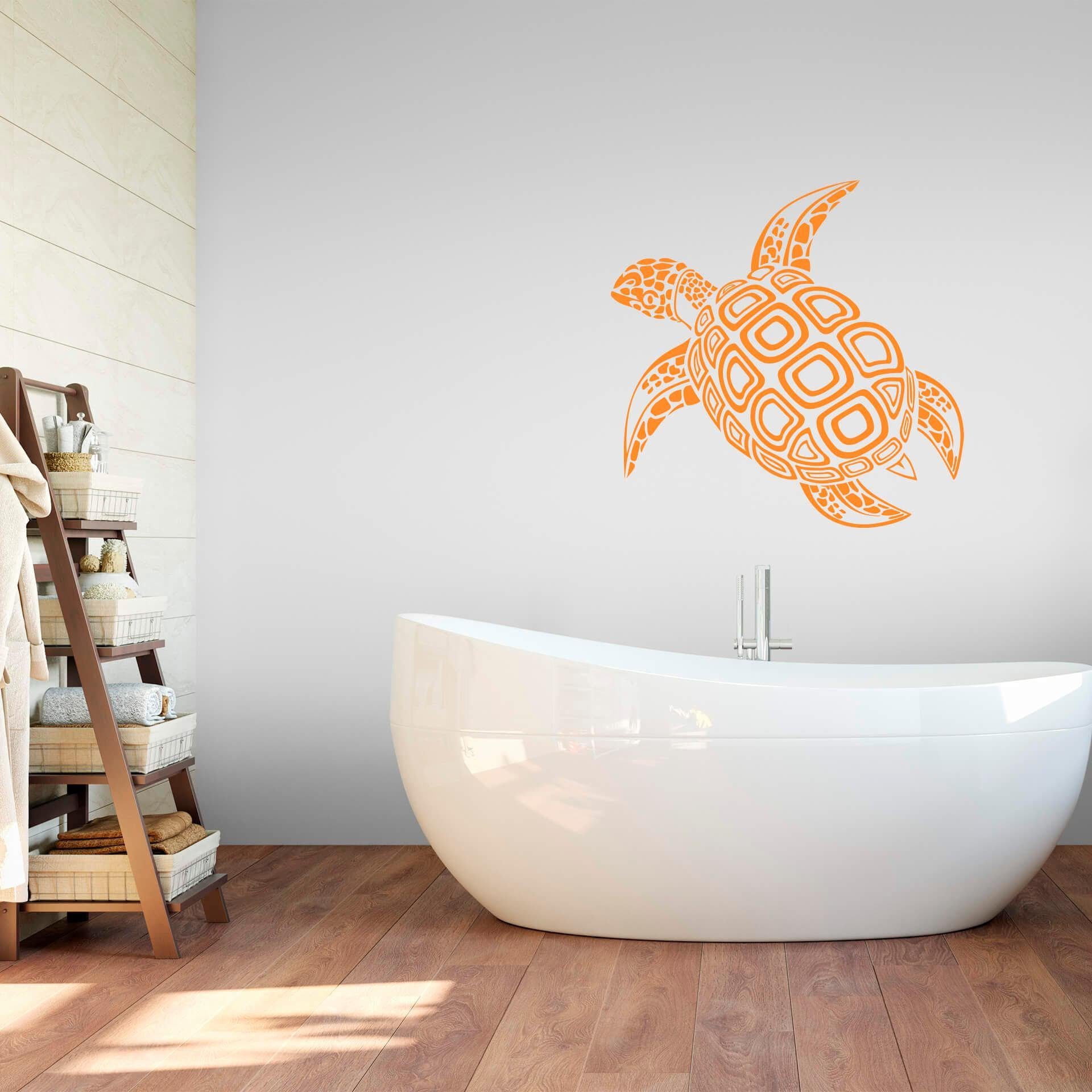 Wall-Art Wandtattoo Badezimmer Schildkröte, selbstklebend, entfernbar | Wandtattoos