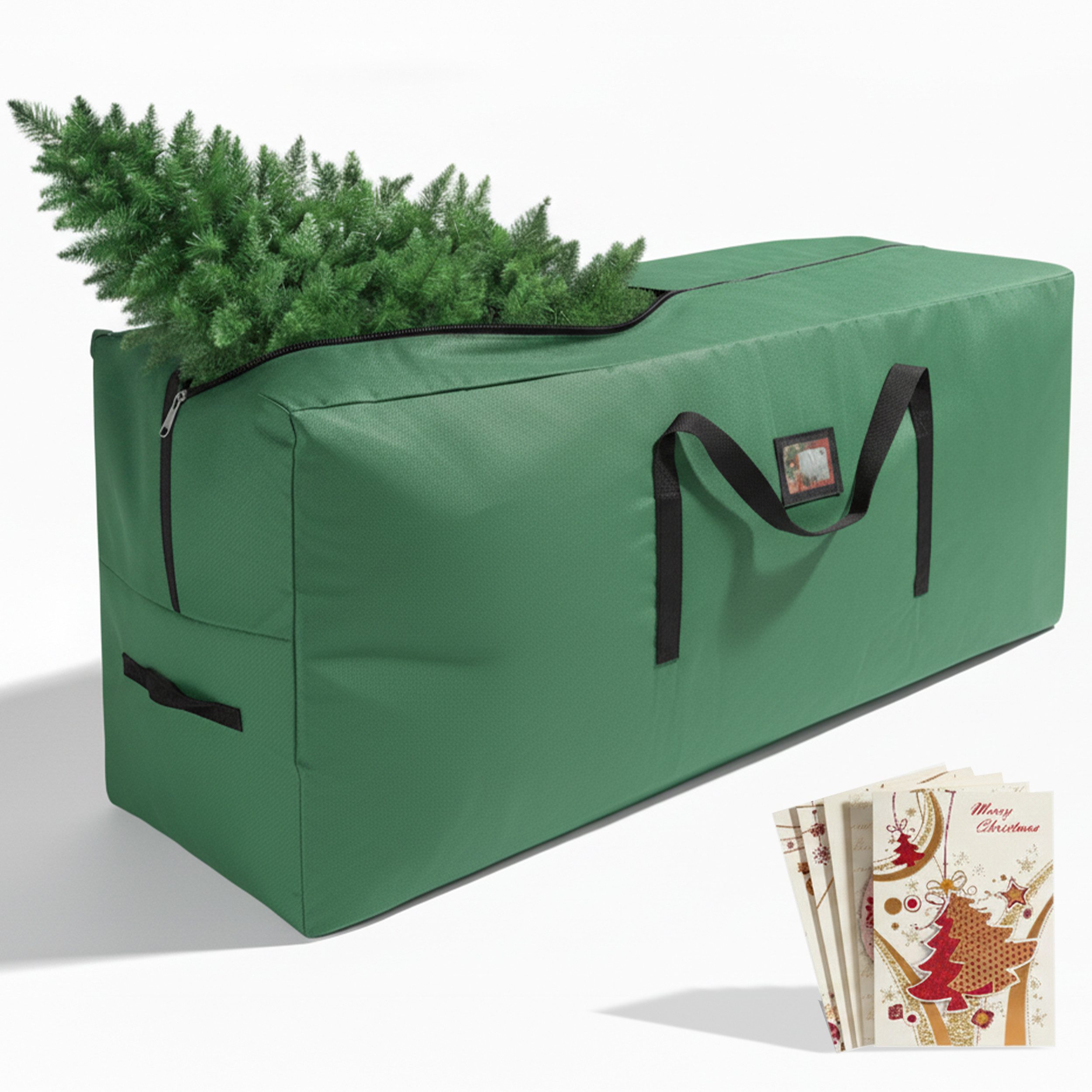 Onbest Aufbewahrungstasche Weihnachtsbaum Christbaum künstlicher Baum Tasche mit 5 Karten, Wasserabweisend, Reißverschluss, XXL, 600D Oxford