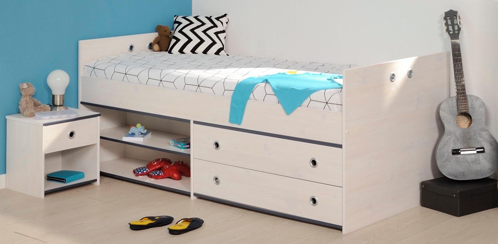 Parisot Jugendzimmer-Set Smoozy, (Set, 3-tlg., Stauraumbett, Nachttisch und Kleiderschrank)