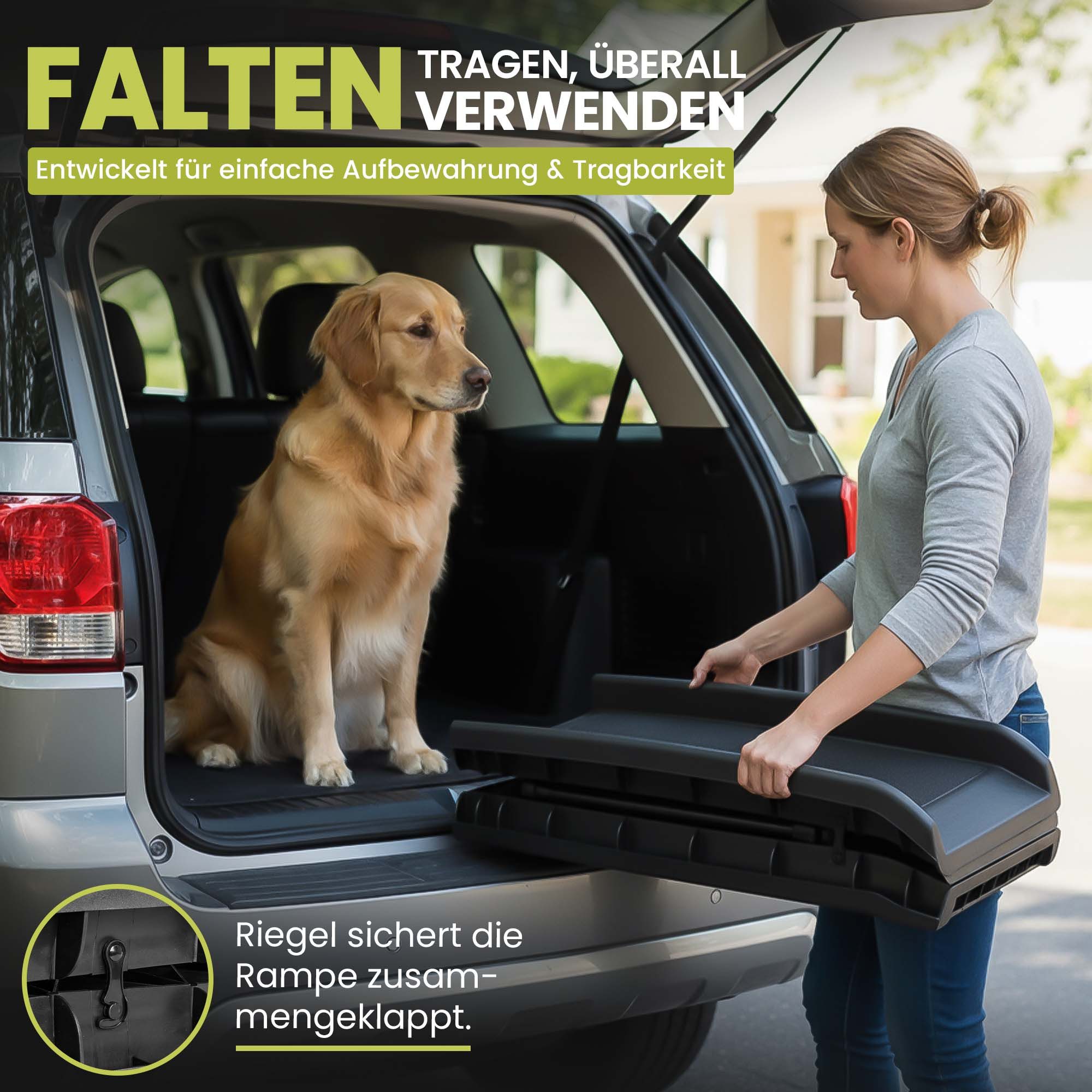 all Pets United Haustiertreppe All Pets United Klappbare Haustiertreppe - Hund Auto Rampe 156x40 cm (Klappbare, Einstiegshilfe), für Kofferraum 156 x 40 cm
