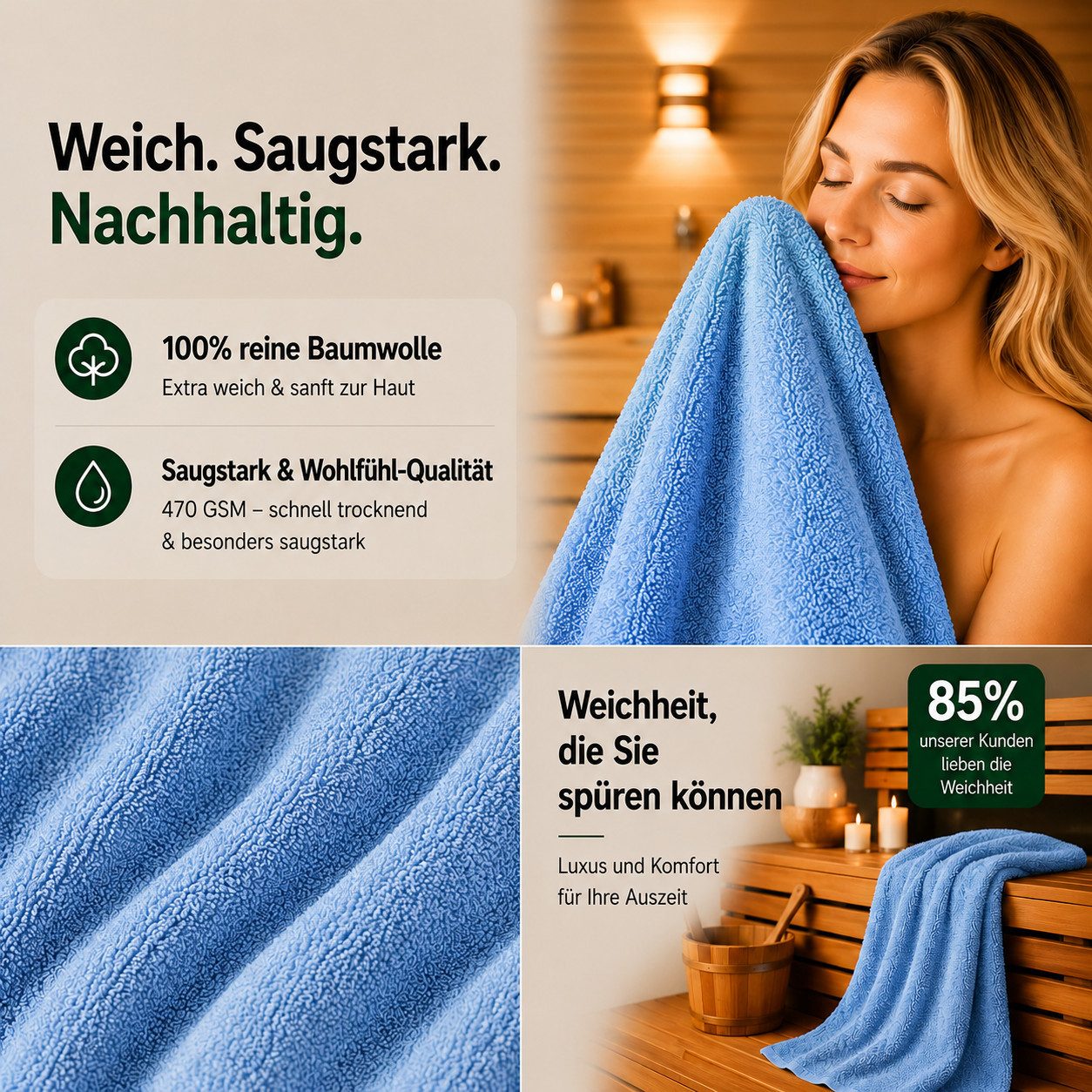 Komfortec Handtuch Set 50x100 cm aus 100 % Baumwolle, Frottee (Packung, 8-St), Handtücher Set, Weich, Towel – Bild 3 von 5