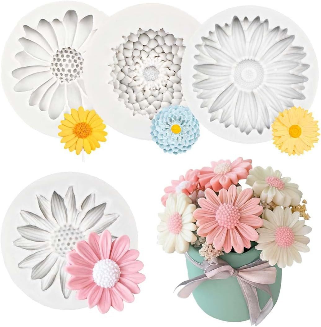 FELIXLEO Silikonform 4St Silikonformen Blumen 3D Kerzen Gießform Für DIY Kerzen Seife., (12-tlg)