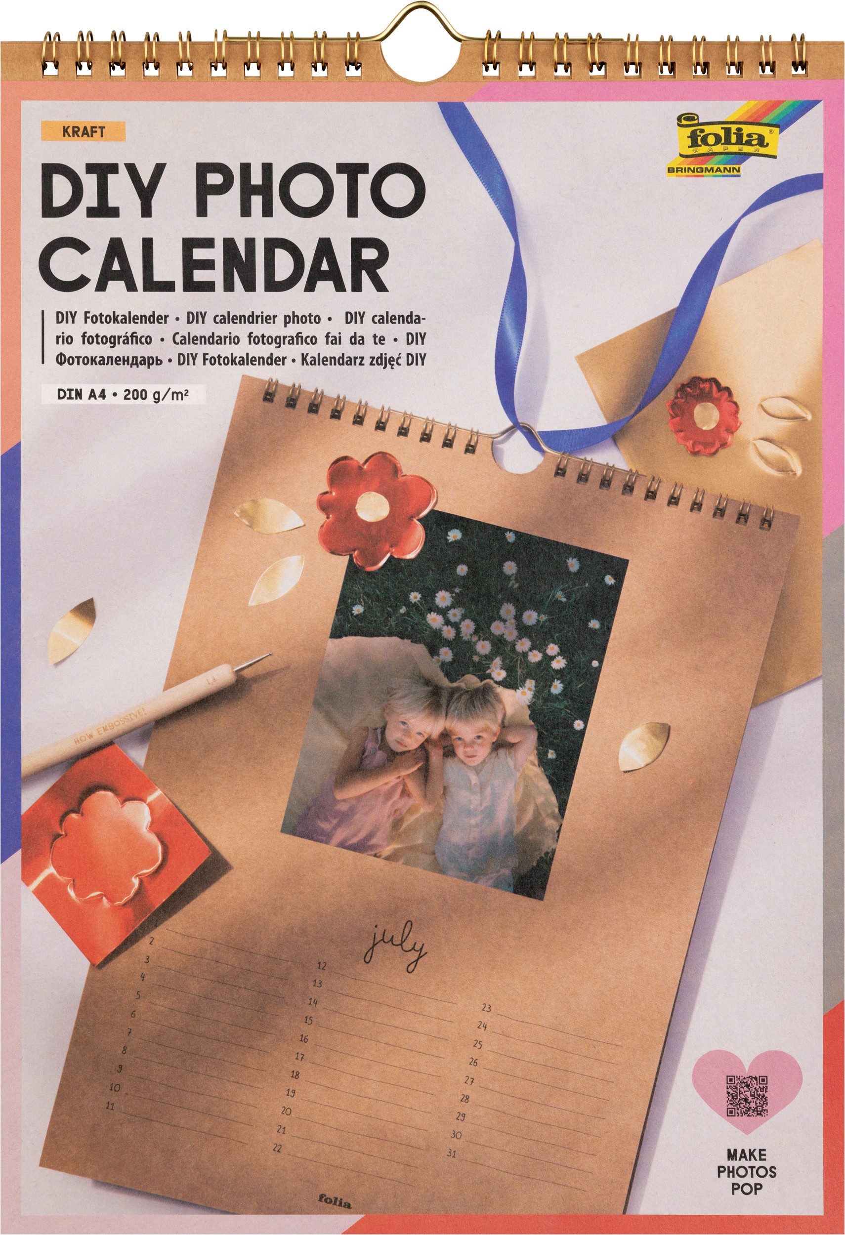 Folia Bastelkalender DIY Fotokalender "Kraft", 13 Bogen