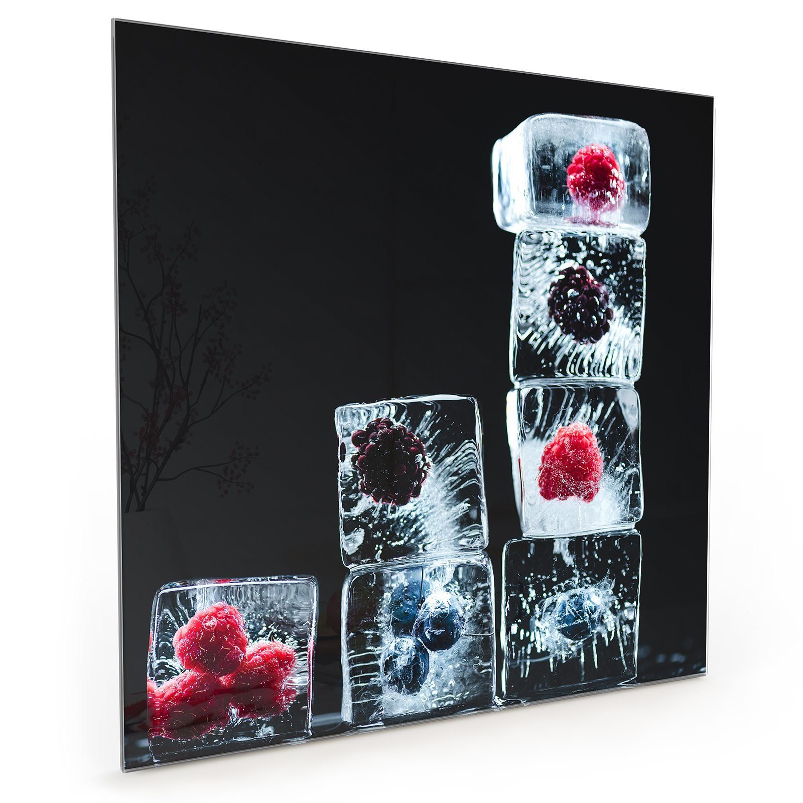 Spritzschutz Primedeco Beeren mit Glas Eiswürfel Küchenrückwand in Küchenrückwand Motiv