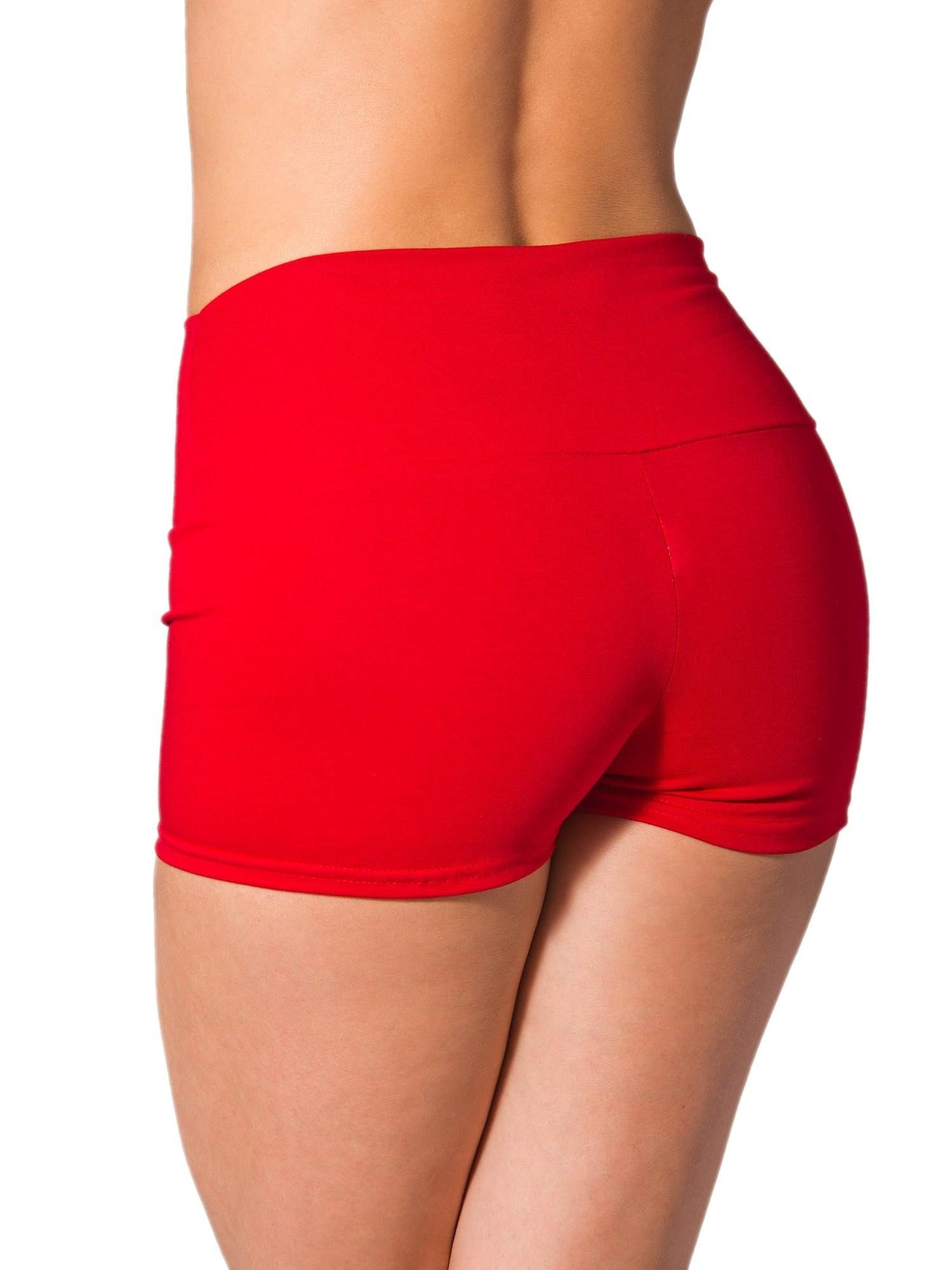 Shorts Yogashorts Hotpants Damen mit Sport Hohem Alkato Alkato Rot Bund