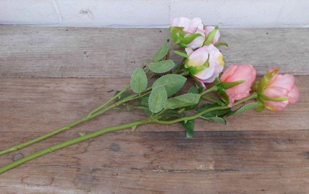 Kunstblume Zauberhafte Rosenstiele Blumenstrauß Kunstblumen 2 Stiele 5 Blüten, Deko-Impression