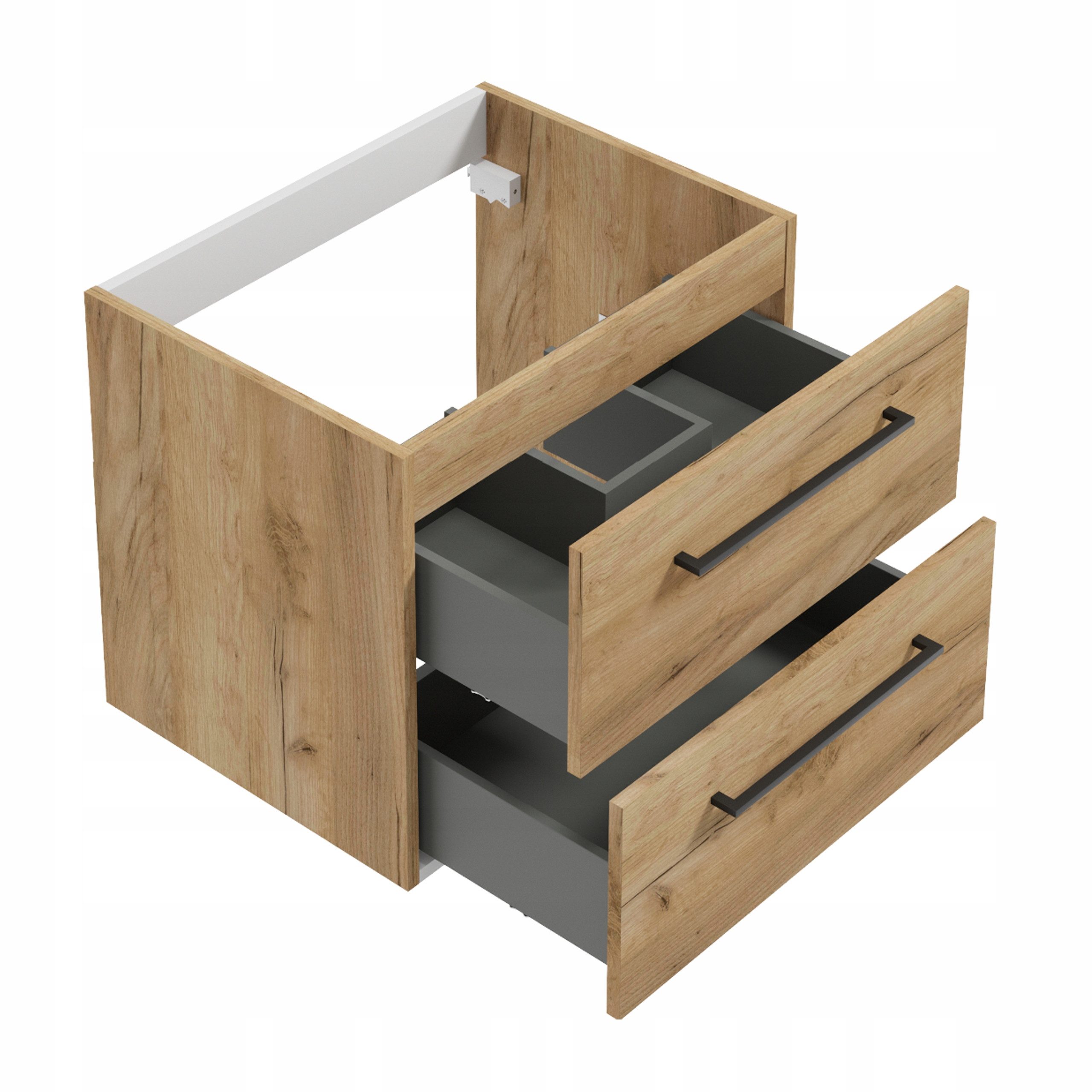 STAMAR Waschtisch Badmöbel Unterschrank 50 cm hängend Craft Eiche Gold, 2 Schubladen Soft-Close ohne Waschbecken Wandmontage modern