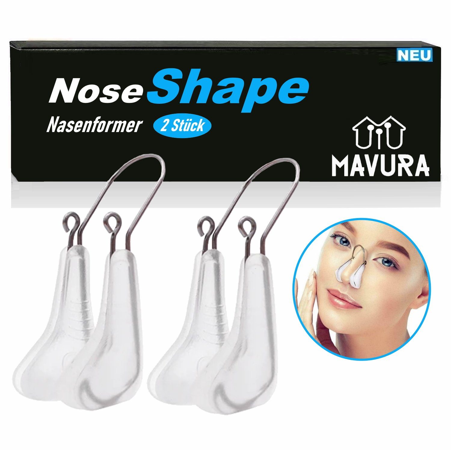 MAVURA Nasenpflaster NoseShape Nasenformer Nose Shaper Clip Nasenlifterclip, Nasenclip Nasenheber Beauty Clips Silikon Nasenbrücke Nasenklammer