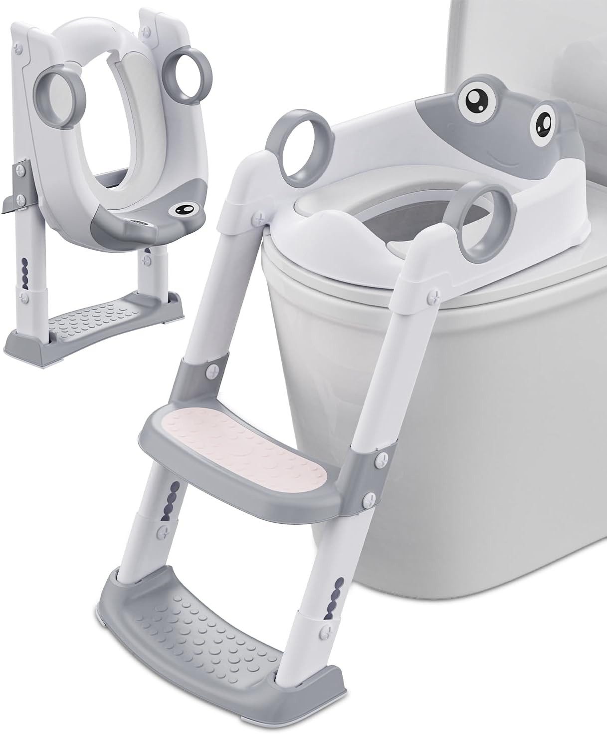 Toilettentrainer Höhenverstellbarer, faltbarer Kinder-WC-Sitz mit Treppe