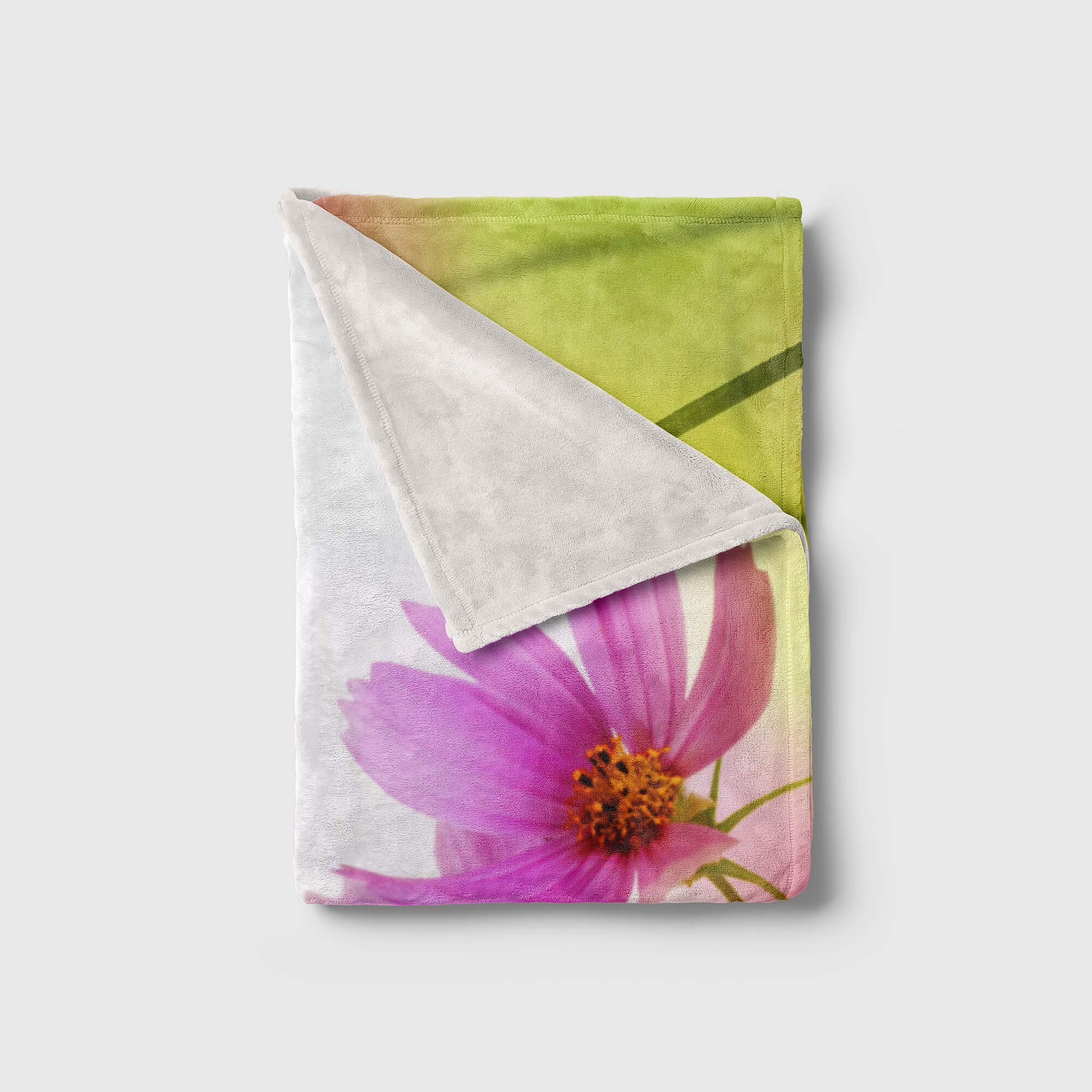 Fotomotiv Baumwolle-Polyester-Mix Blumen Saunatuch mit Blüt, Kuscheldecke Sinus (1-St), Himmel Strandhandtuch Handtuch Handtücher Handtuch Art