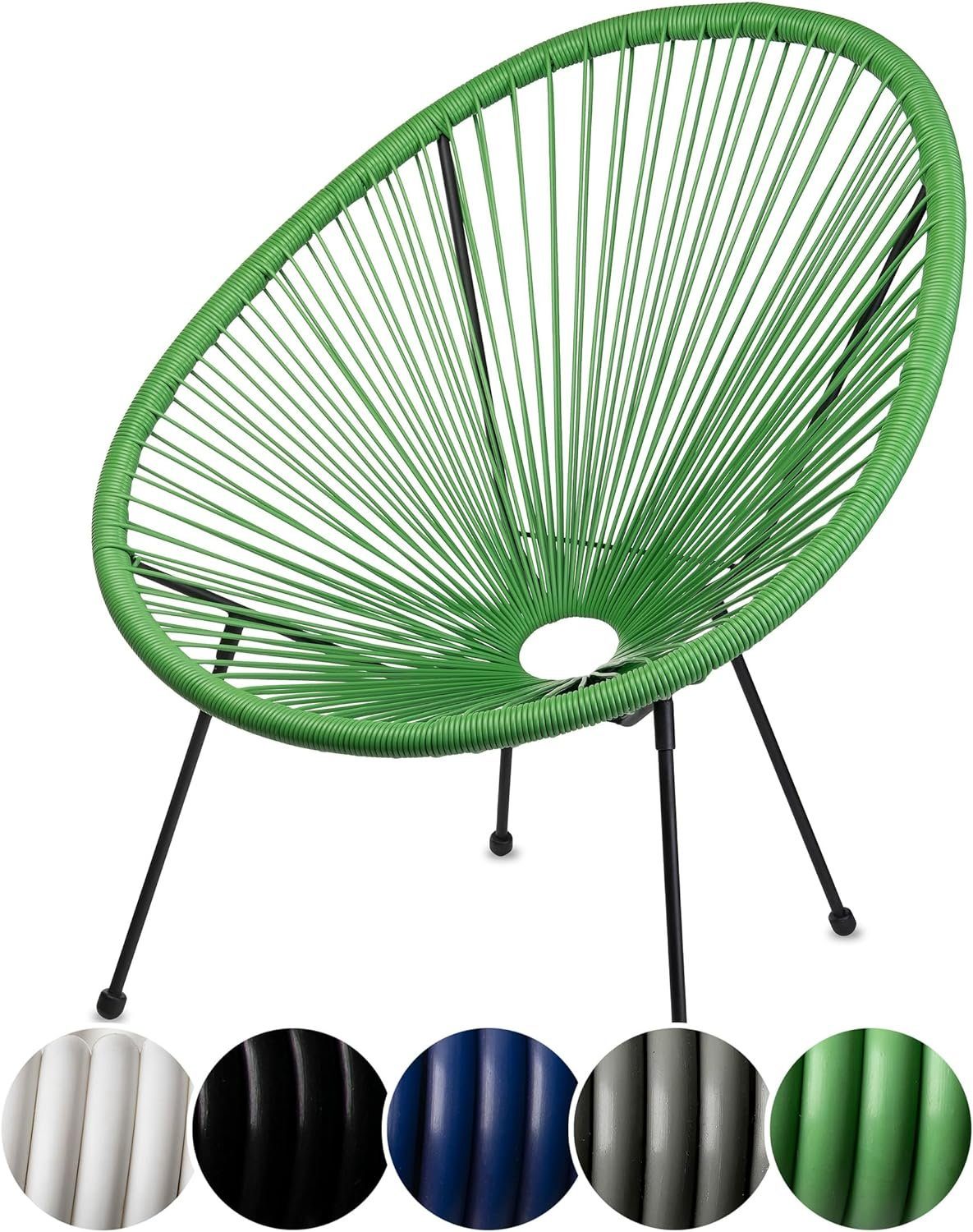 sunnypillow Gartenstuhl Acapulco, gemütlicher Loungesessel für Terrasse, Garten, 1 Stück Grün