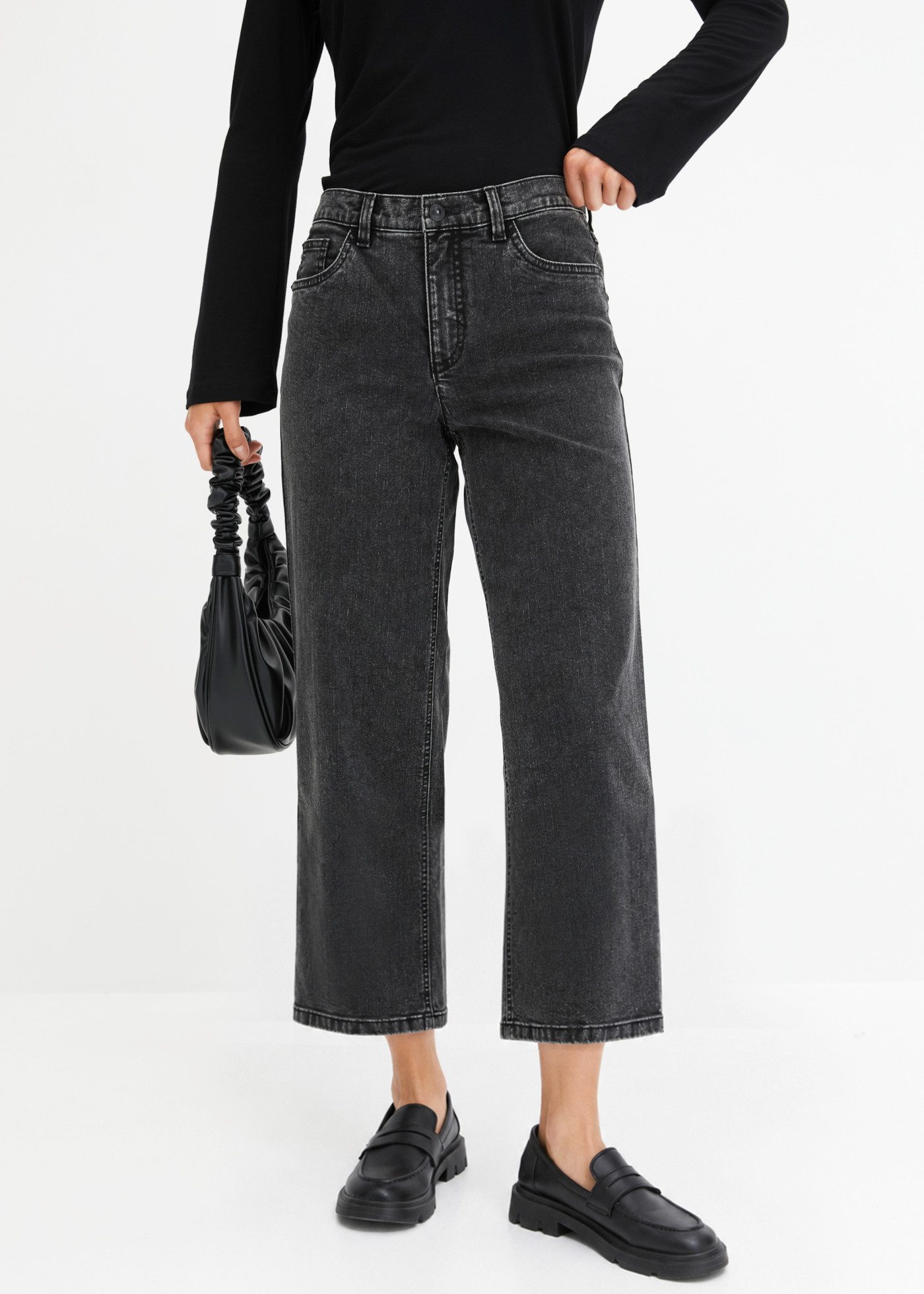 bonprix Weite Jeans mit Mid Waist, Loose Fit