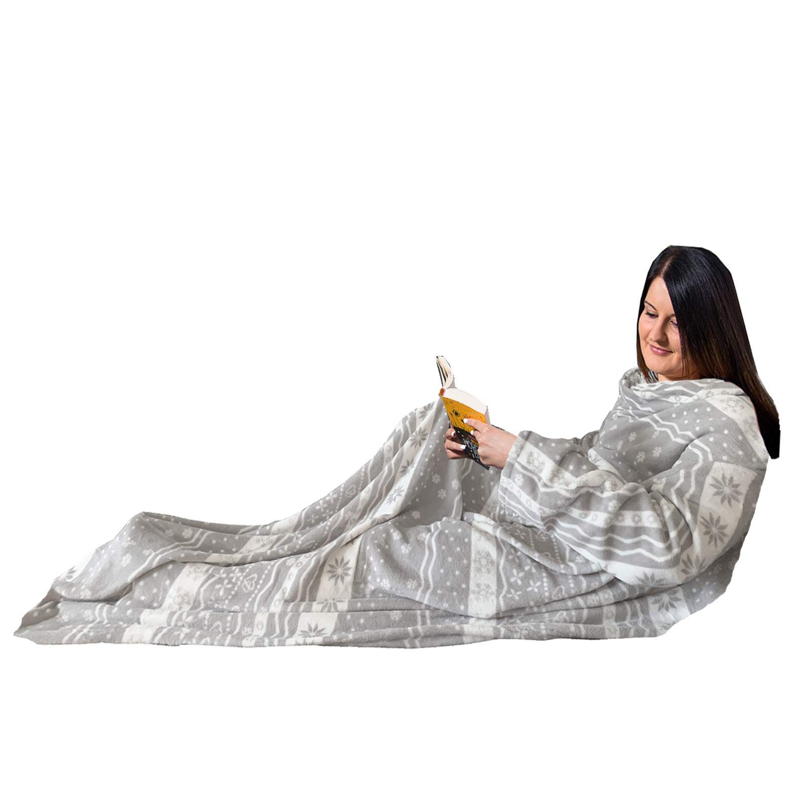 Wohndecke HOMELEVEL Ärmeldecke Microfaser 200x150 cm, Hellgrau Norweger, HOMELEVEL