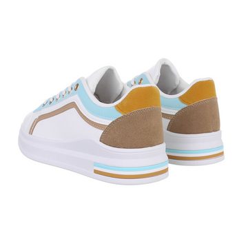 Ital-Design Damen Low-Top Freizeit Sneaker Flach Sneakers Low in Weiß