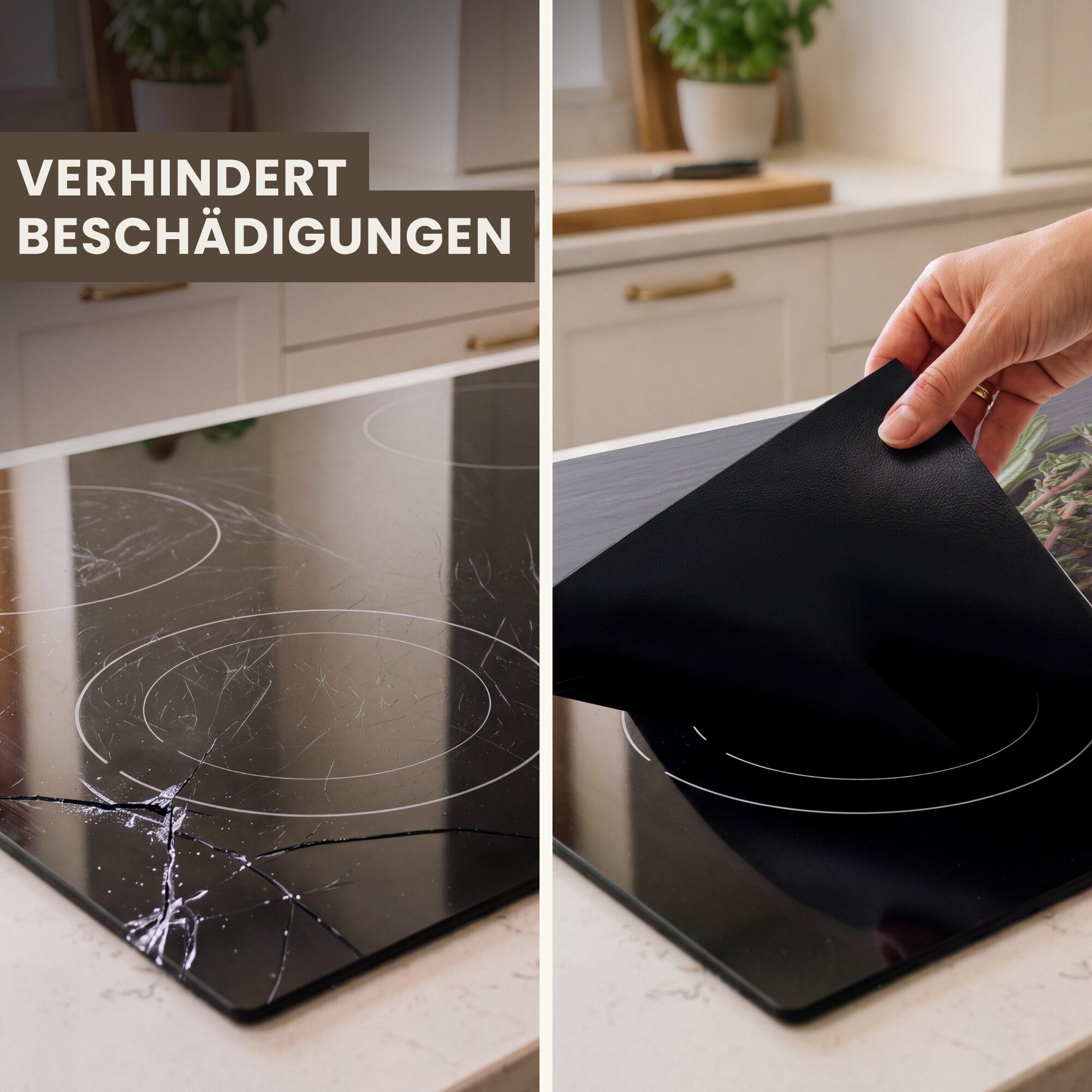 MuchoWow Herd-Abdeckplatte Thymian - Kräuter - Grün - Tisch - Küche - Stein, Vinyl, (1 tlg), Abdeckung Induktionskochfeld Schutzmatte, Küche Deko, 65x52 cm – Bild 3 von 5