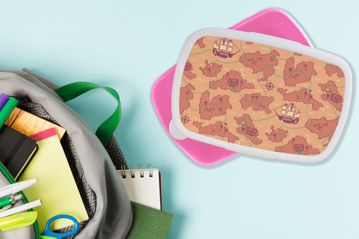MuchoWow - Schnittmuster für Snackbox, Kunststoff (2-tlg), Brotbox - Karte Kinder, Kunststoff, rosa Brotdose Mädchen, Kinder, Lunchbox Pirat Erwachsene, -