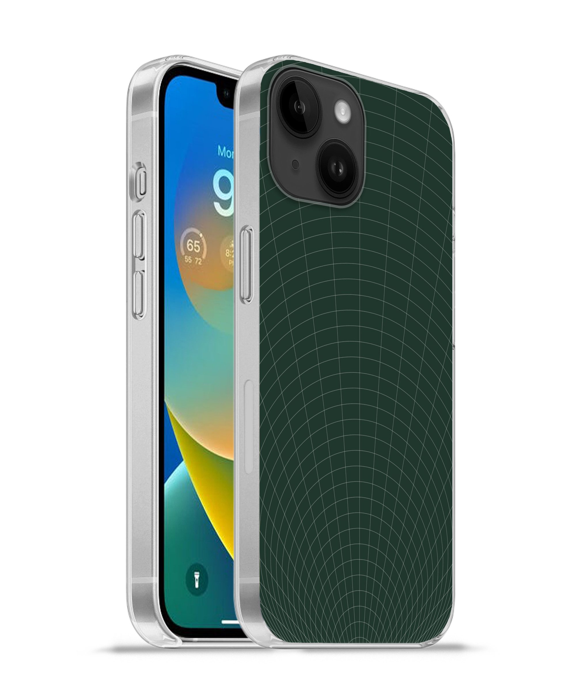 MuchoWow Handyhülle für Apple iPhone 14 Tunnellinien - Grün - Abstrakt, Smartphone-Bumper, Print, Handy Schutzhülle Dünn
