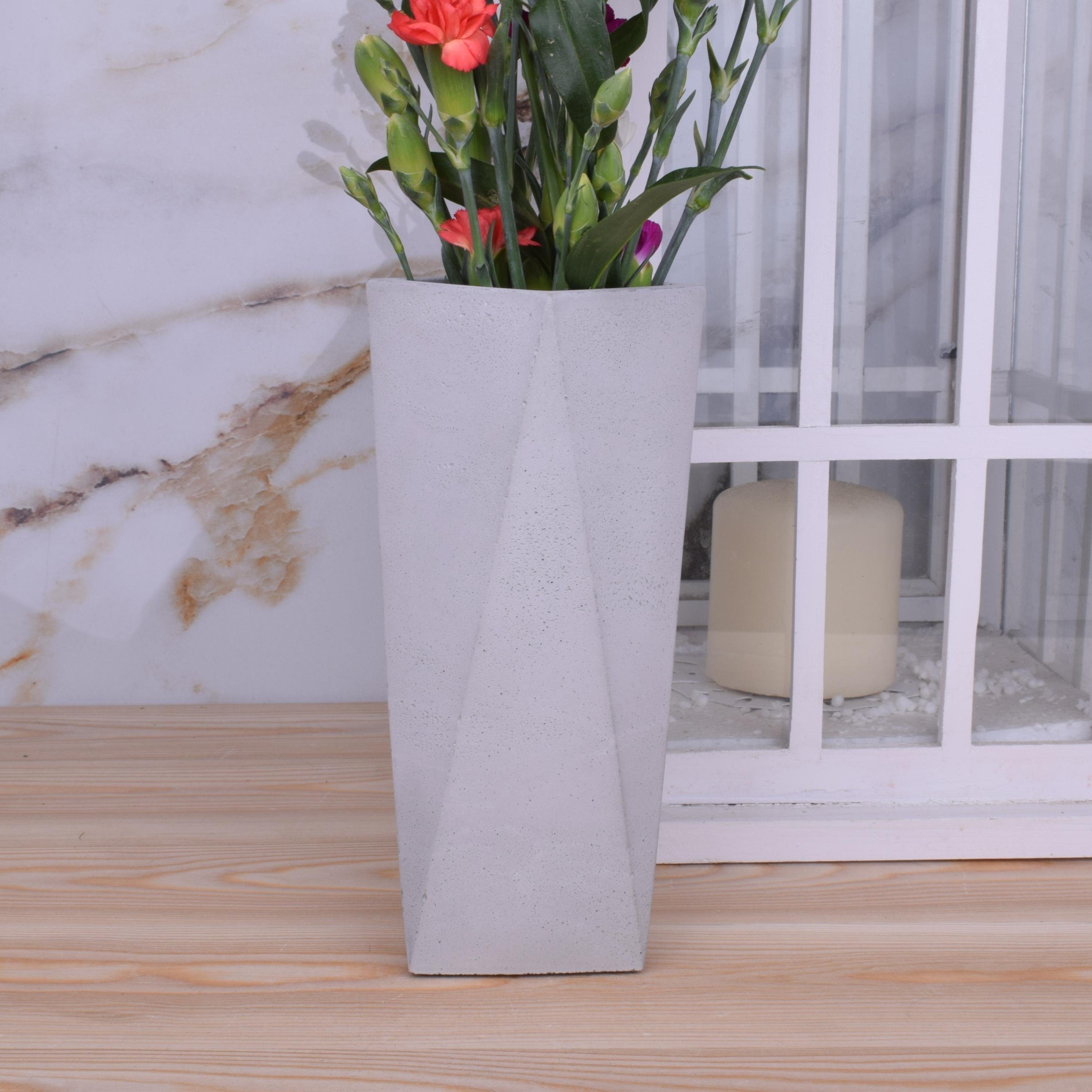 TIVENDIS Dekoschale Vase "Christine" Design aus Beton grau