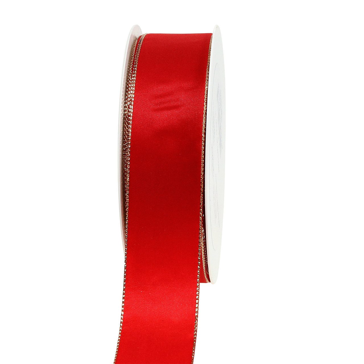 Dekoband Satinband Rot Goldkante 40mm 40m Geschenkband Dekorationsband