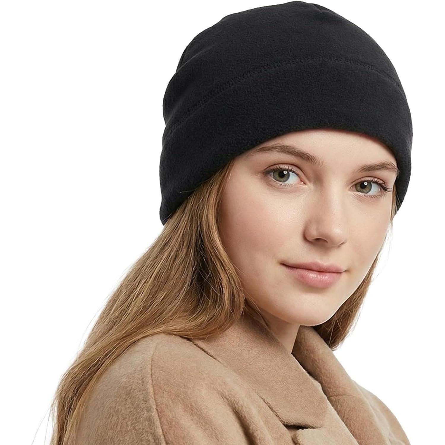 LuxusKollektion Fleecemütze Wintermütze Damen Herren Fleece Ski Beanie Einheitsgröße M Schwarz