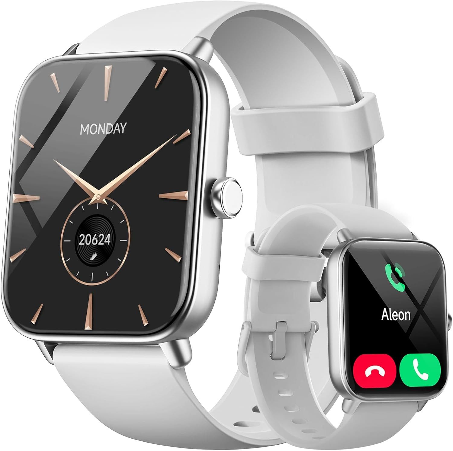 Woneligo IDW19 Smartwatch (4,5 cm, android ios), Smartwatch Damen Herren mit Alexa 1.8 Zoll Fitnessuhr IP68 wasserdicht