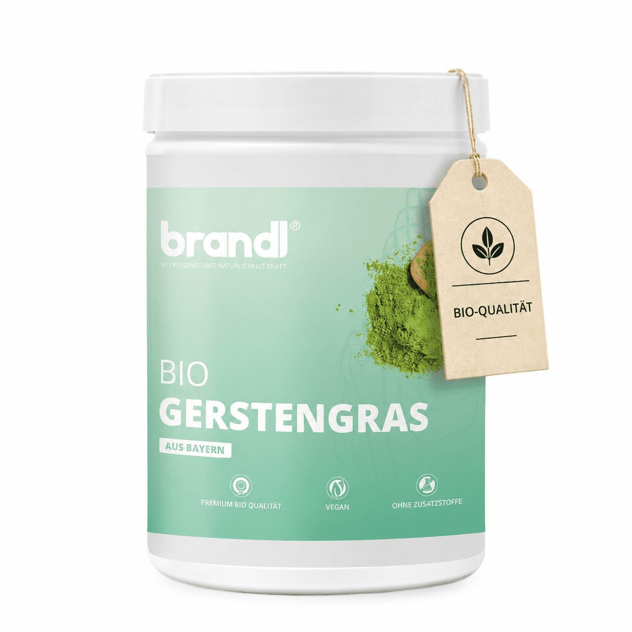 Brandl Nutrition Gerstengraspulver BIO -natürliches Gerstengras Premiumqualität brandl® Pulver, 500 g, Abgefüllt in Deutschland, laborgeprüft - 500g Gerstengras Pulver