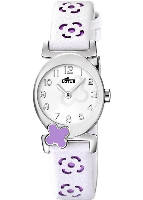 Lotus Quarzuhr Lotus Jugend Uhr Elegant L15949/3 Leder (Armbanduhr) Jugend Armbanduhr rund klein (ca. 23 2mm) Lederarmband weiß rosa