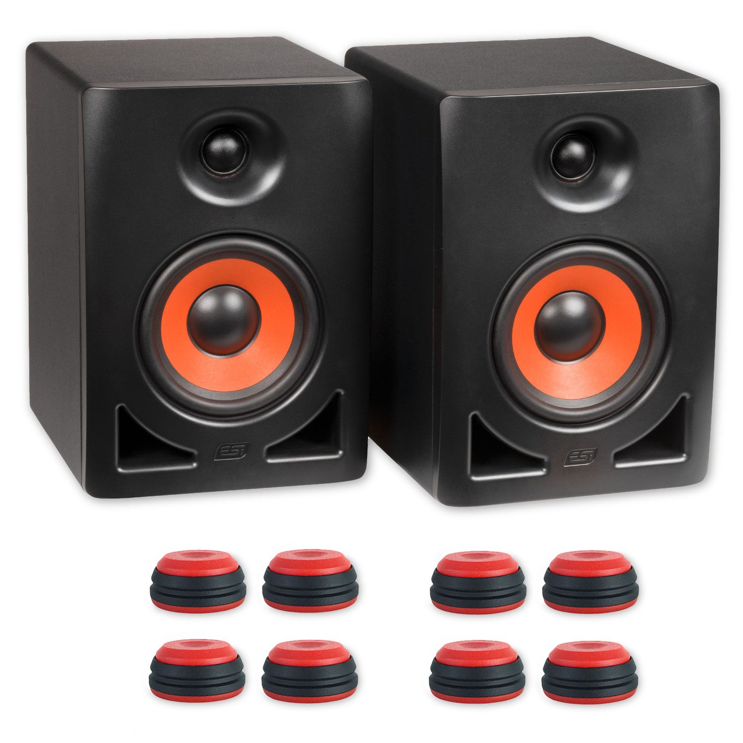 ESI Audio ESI Studio Monitor-Boxen nEAR i5 1 Paar mit Boxenfüße Rot Lautsprecher (90 W, 1 Paar Monitor-Boxen mit Boxenfüße)
