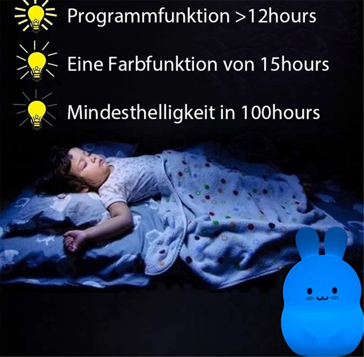 Hasen-Nachtlicht Nachtlicht mit Kinder für LED Lichtintensität Timer/einstellbarer K&B