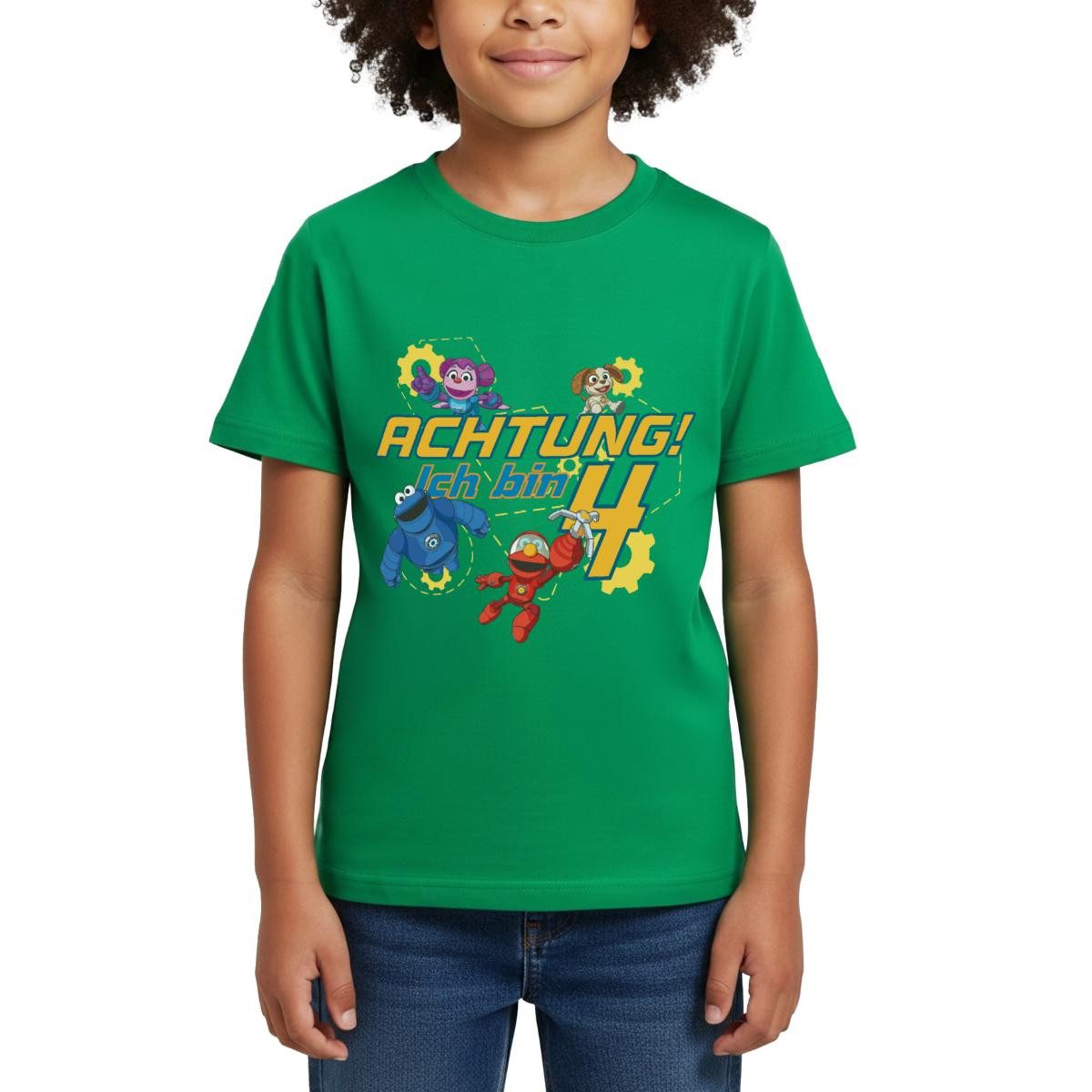 T-Shirt Mecha Builders Kinderhelden Team Achtung Ich Bin 4 Kinder T-Shirt