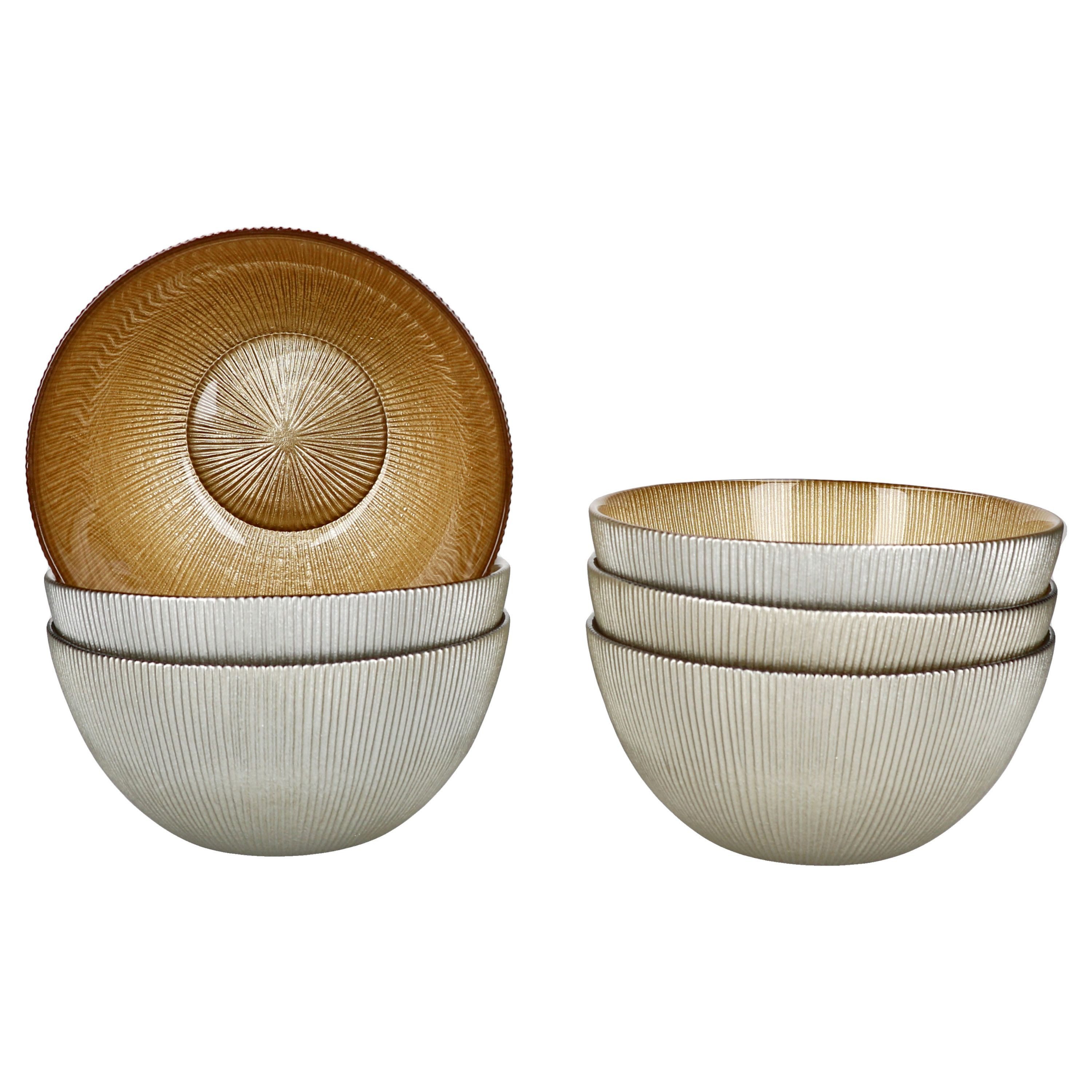 MamboCat Müslischale 6x Kairo Gold Müslischale 500ml Glas 6 Personen Dessert-Bowl Relief, Glas, Weihnachtsgeschirr, Weihnachten, Weihnachtsset, Geschirr