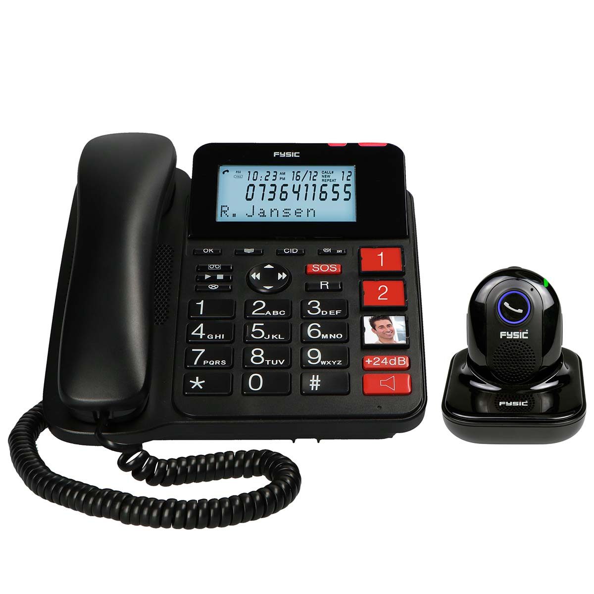 Fysic FX3960 Seniorentelefon (Mobilteile: 1, DECT 1.8Ghz, Kabellose SOS-Taste (50m), Große Tasten/Display, Freisprechen)