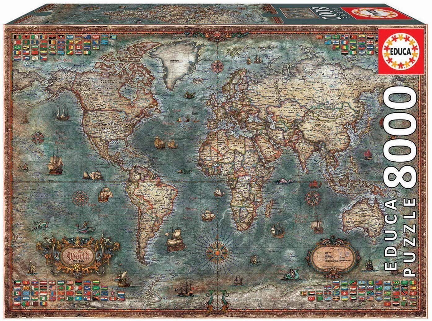 Educa Puzzle »HISTORISCHE WELTKARTE«, 8000 Puzzleteile, Puzzleteile