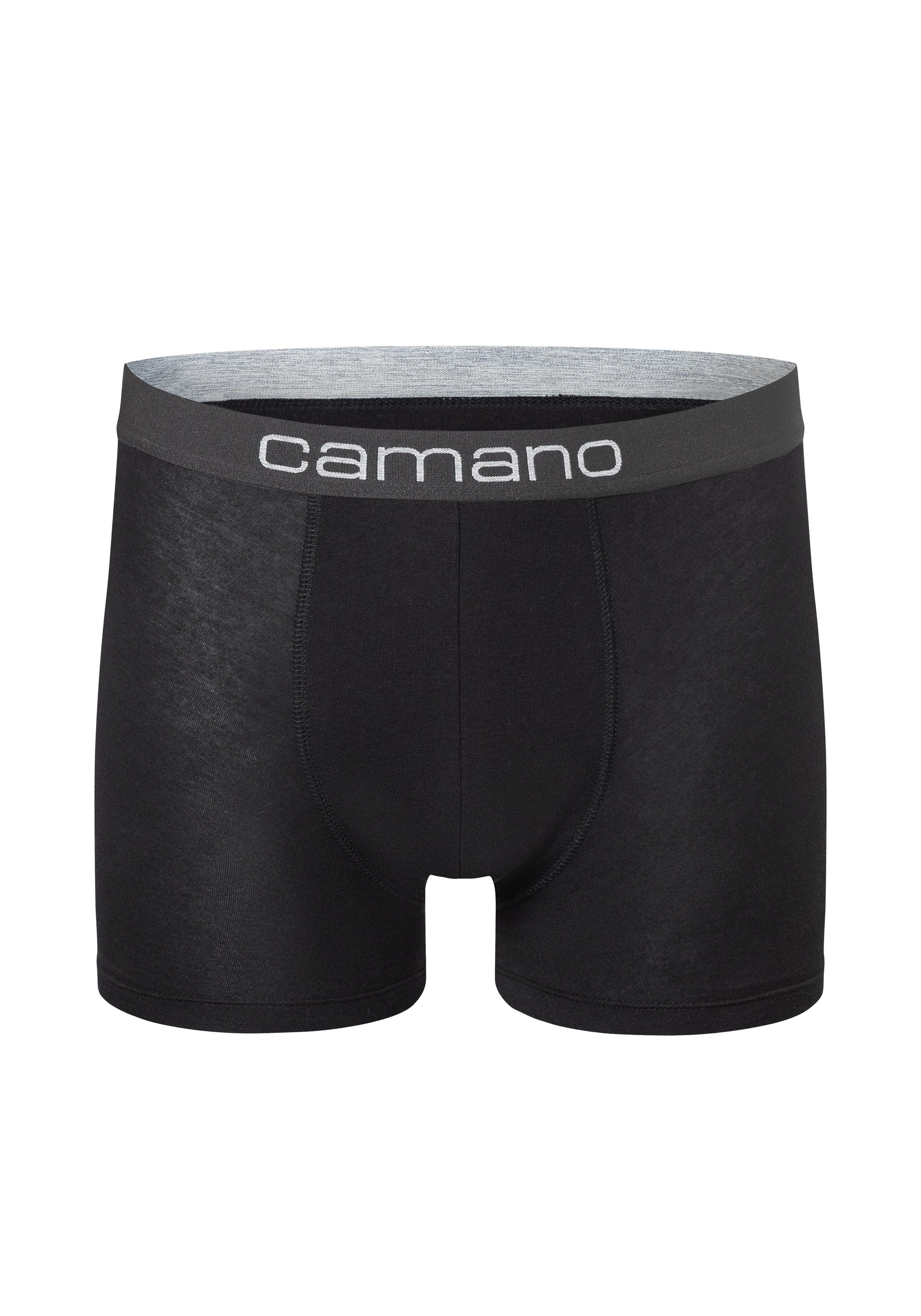 2er (BCI) nachhaltigerer Camano (2-St) schwarz mit Pack Comfort Boxershorts grau, Baumwolle
