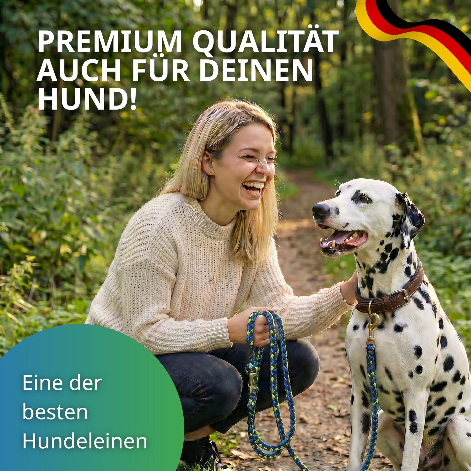 Activity4Dogs Hundeleine große Hunde bis 60 kg, mehrfarbig geflochten, 4-fach verstellbar, 3 m, auch als Doppelleine für 2 Hunde, Premium Qualität aus Deutschland