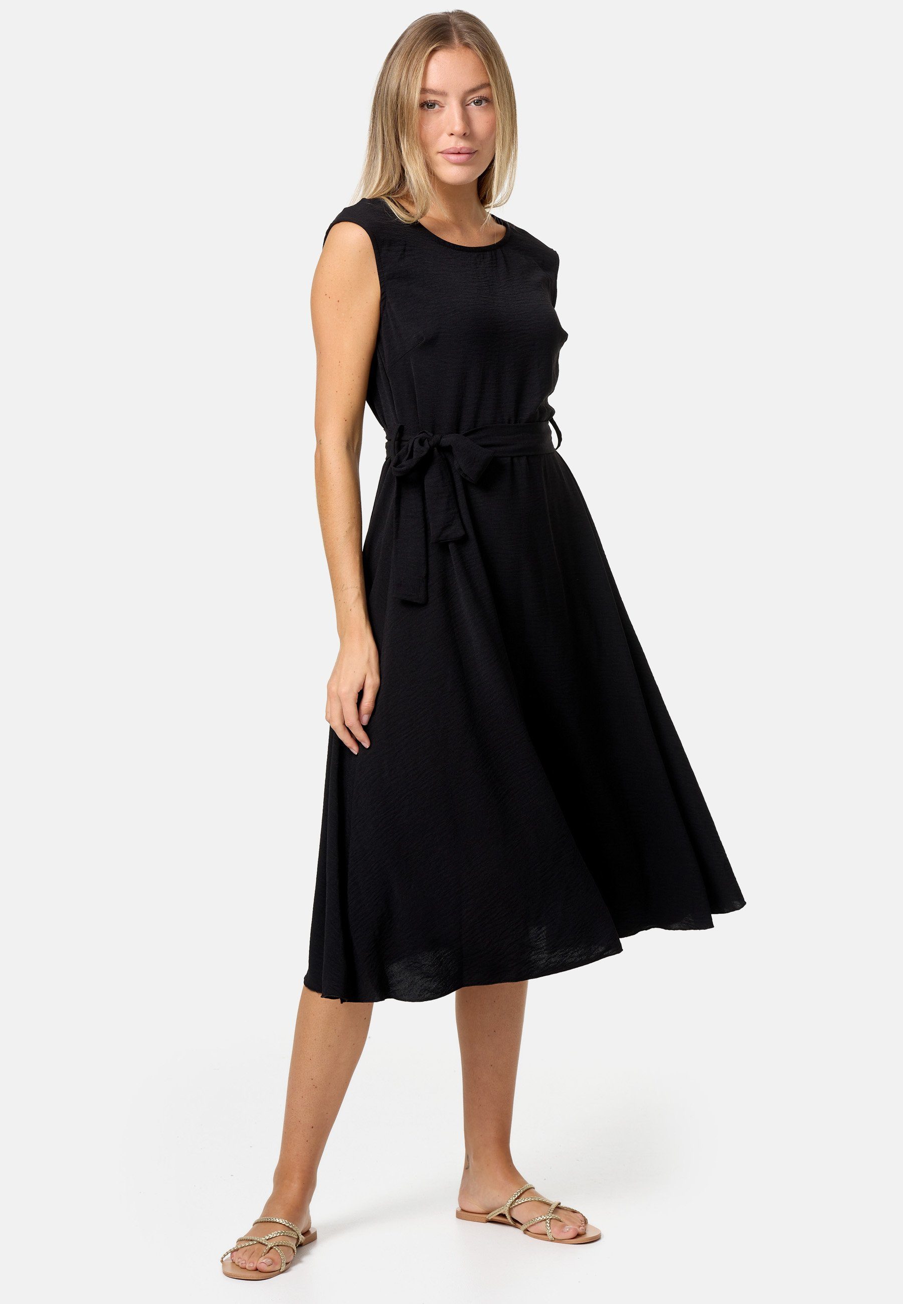 Rayshyne Midikleid PM-26 (Ärmelloses Sommerkleid Dress mit Bindeband in Einheitsgröße)
