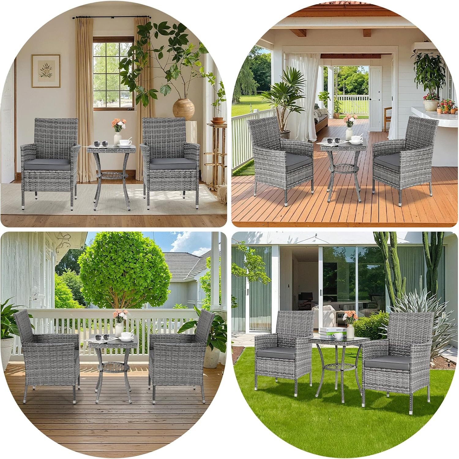TLGREEN Balkonset mit Kissen und Glastisch, günstig online kaufen