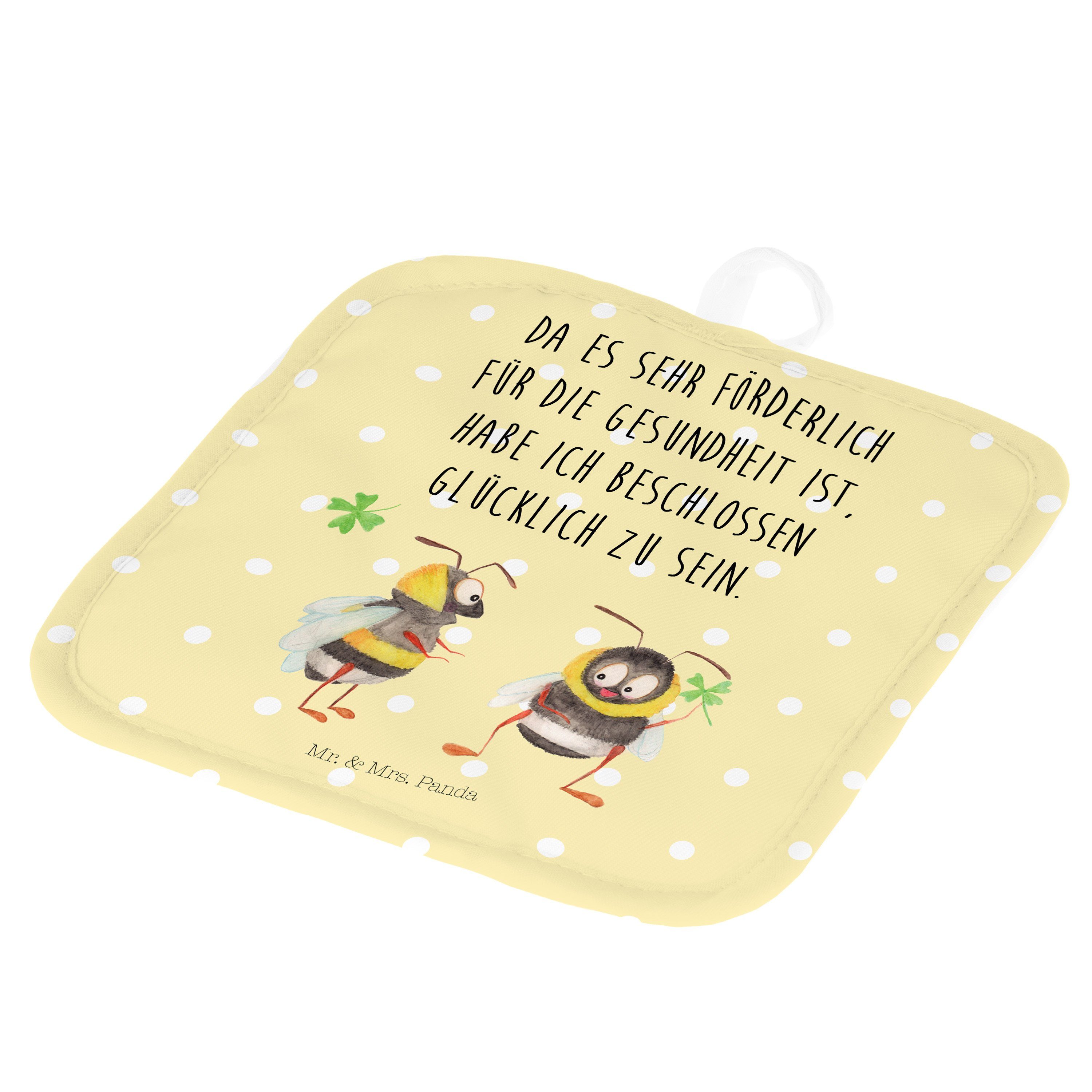 Mr. & Gelb mit Kleeblatt - Hummeln Topflappen lustige Tiere, (1-tlg) - Geschenk, Pastell Panda Sprüc, Mrs