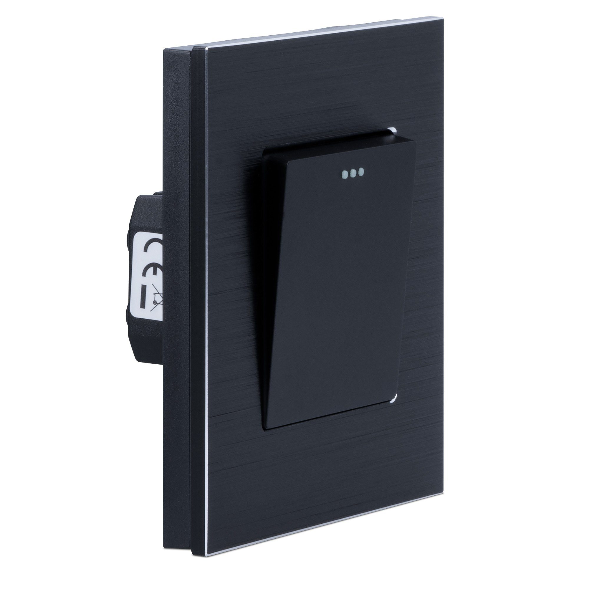 Navaris Lichtschalter Design Schalter aus Aluminium - Einbau- oder Aufputz-Wandschalter Schwarz | Lichtschalter
