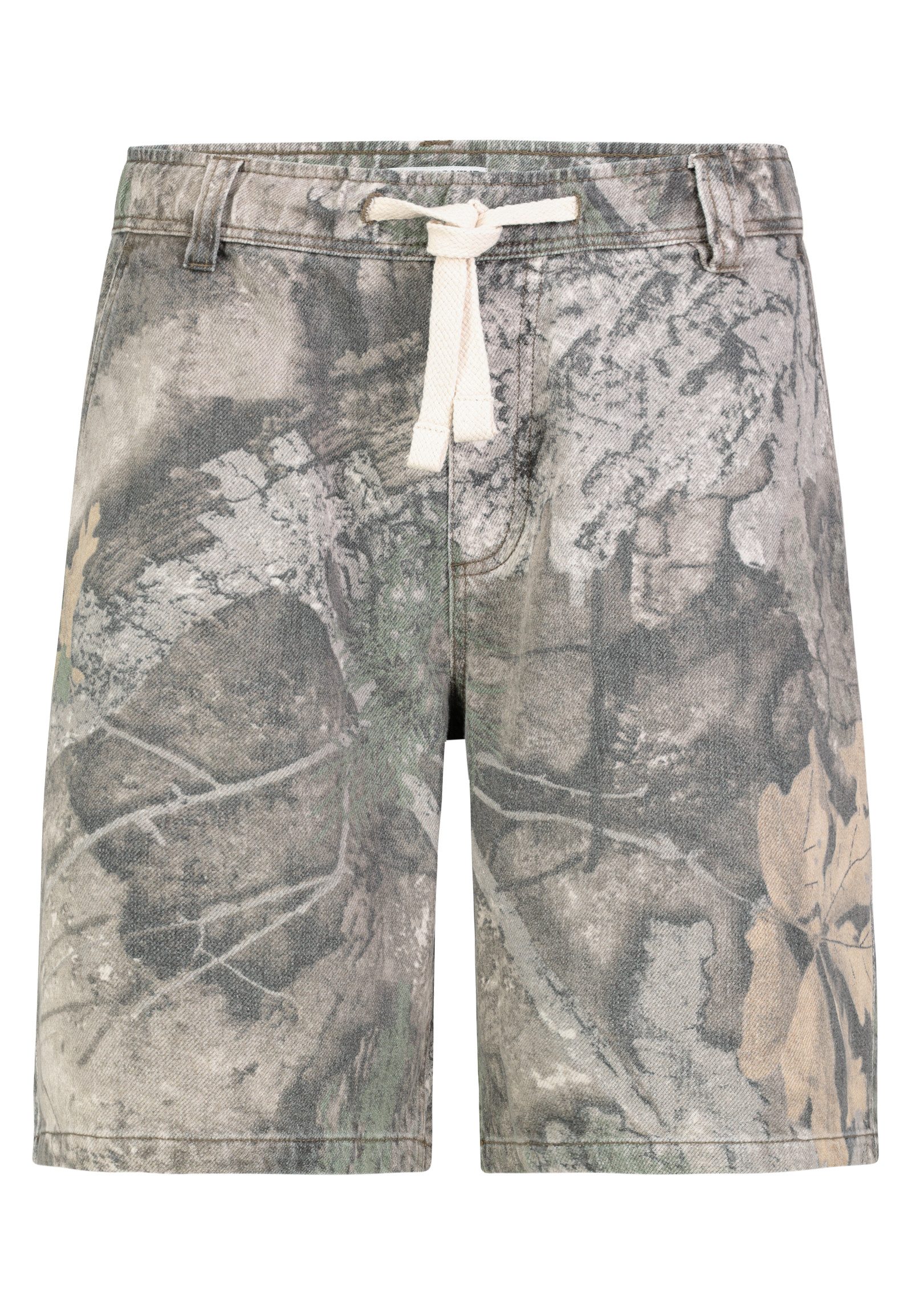 Eight2Nine Shorts Herren Baggy Shorts mit Marmor-Muster Baumwoll-Twill, Allover Muster
