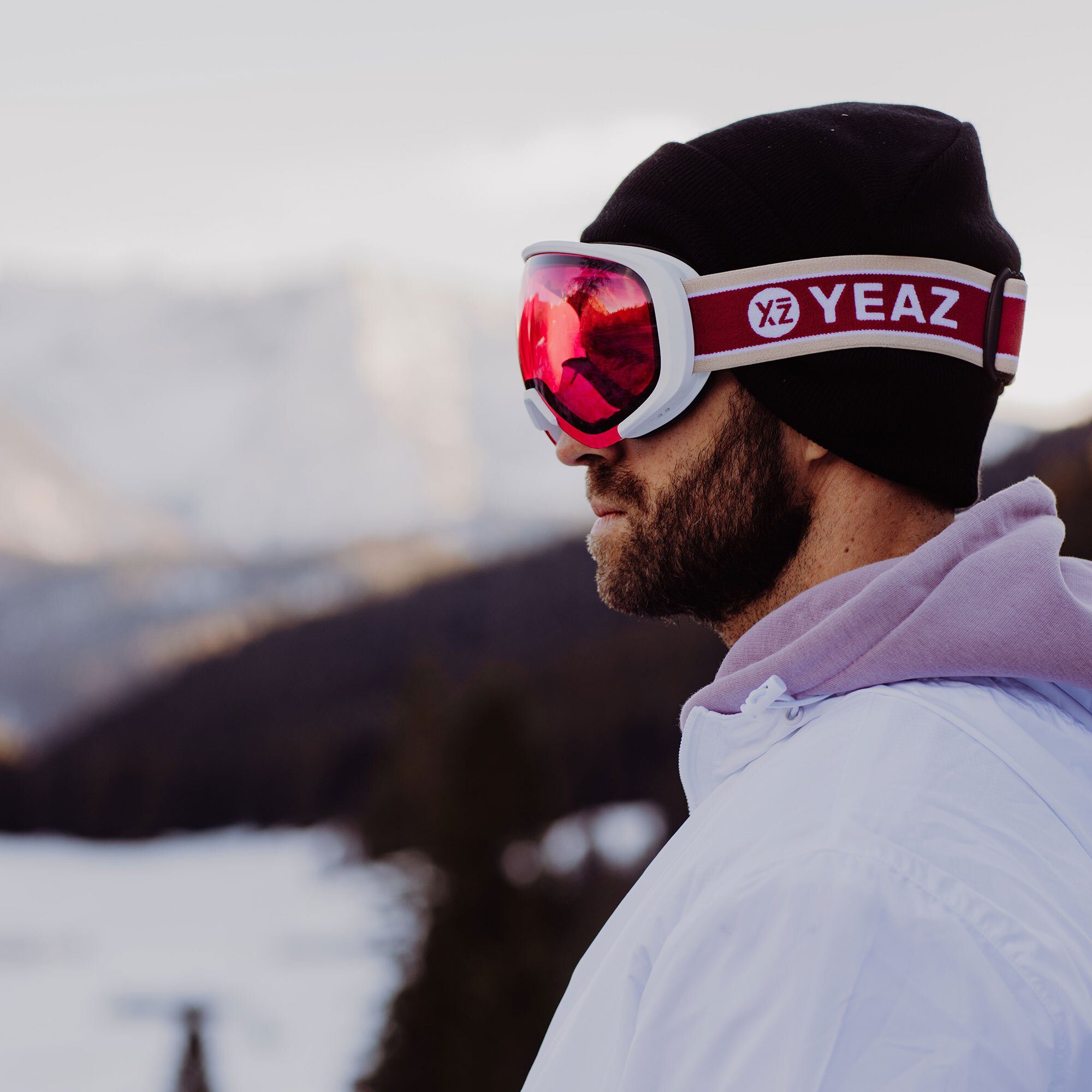 ski- weiß, Snowboardbrille und für rot/matt BLACK und Jugendliche und RUN YEAZ Erwachsene Skibrille snowboard-brille Premium-Ski-