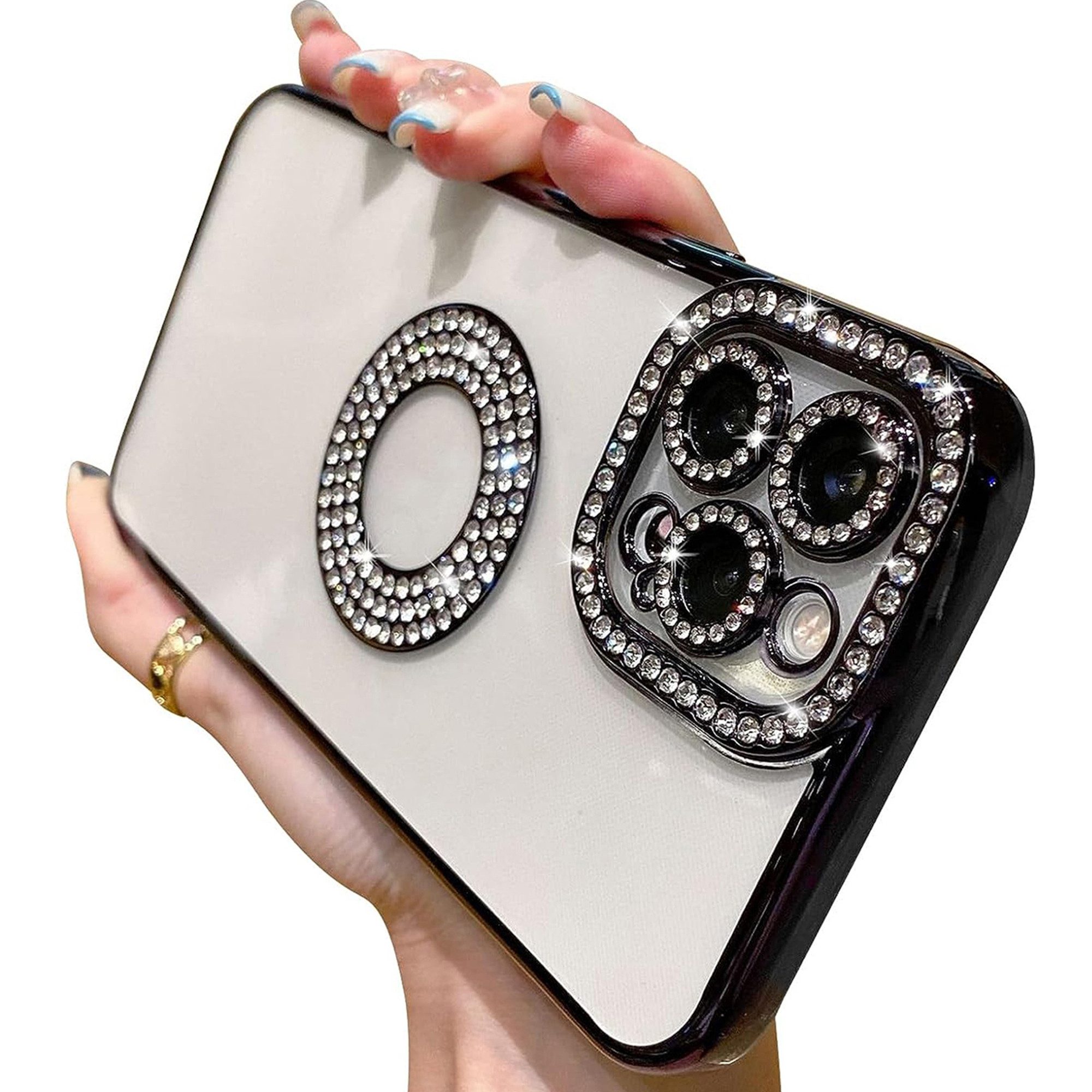 Wörleonline Handyhülle für Apple iPhone 14 Pro Max Hülle, TPU Handyhülle mit Glitzer Diamanten aus Acryl