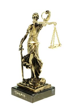 Kremers Schatzkiste Dekofigur Metall Figur Justitia Göttin der Gerechtigkeit 14 cm gold matt