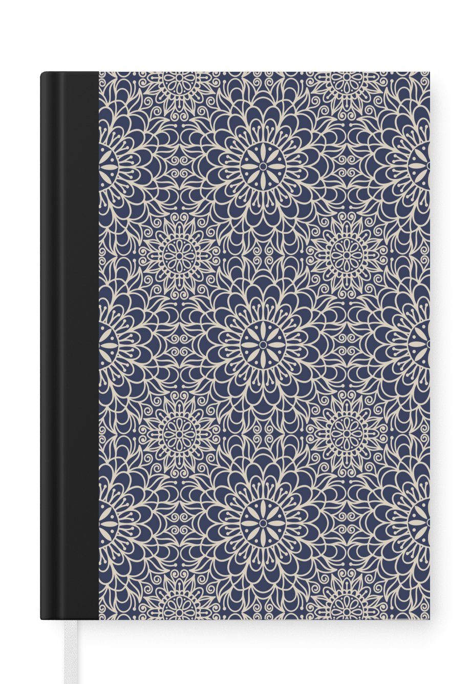 MuchoWow Notizbuch Mandala - Blau Haushaltsbuch Seiten, Muster, Journal, - Merkzettel, Tagebuch, Notizheft, 98 A5